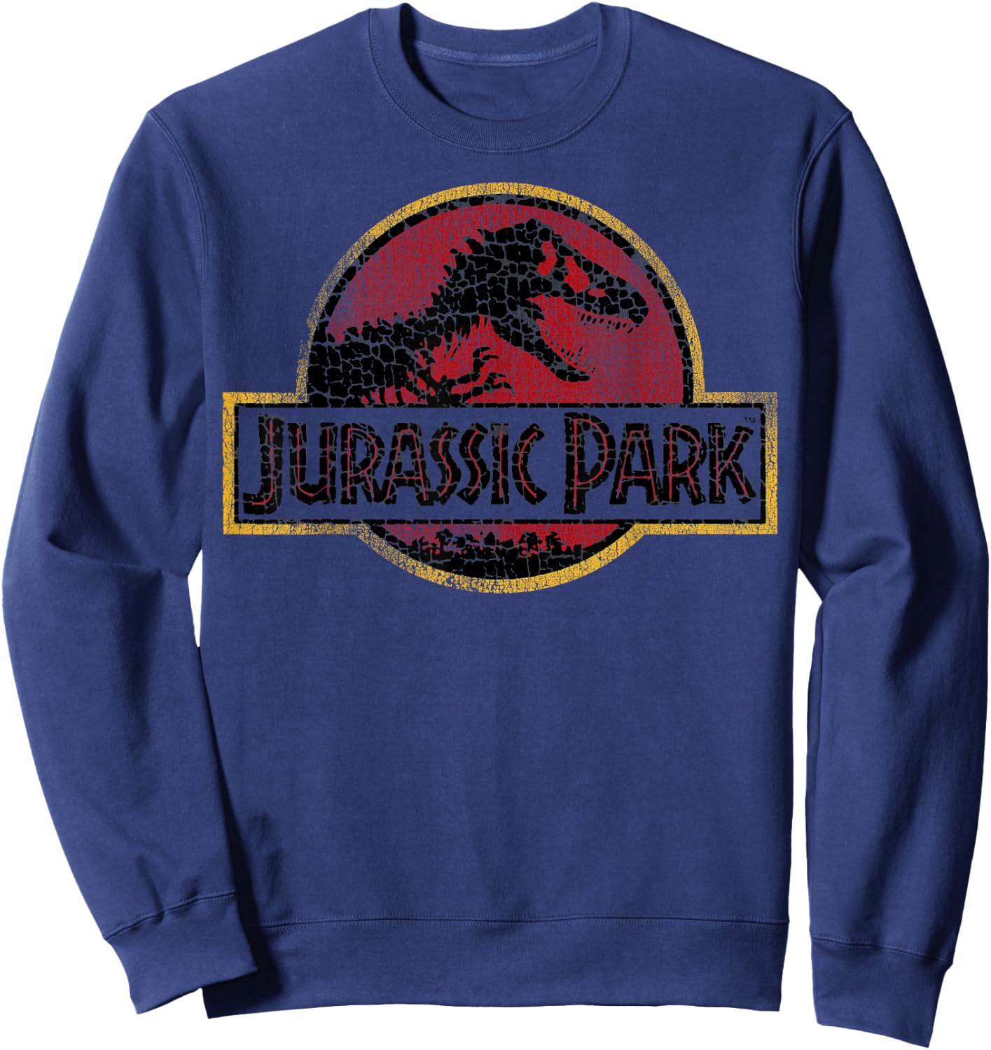 Jurassic Park Cracked Classic Vintage Logo Sweatshirt - Sweatshirt | Navy