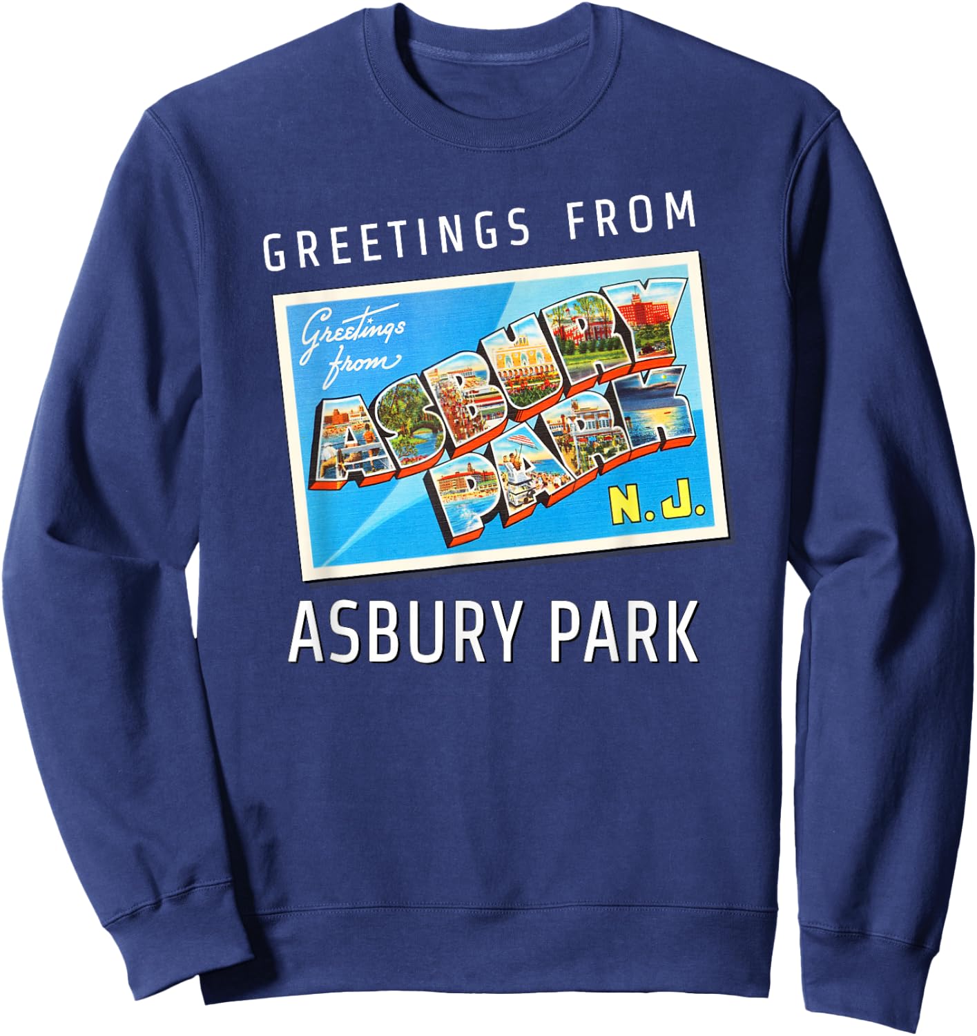 Asbury Park New Jersey NJ Travel Souvenir Gift Postcard Small Sweatshirt - Sweatshirt | Navy