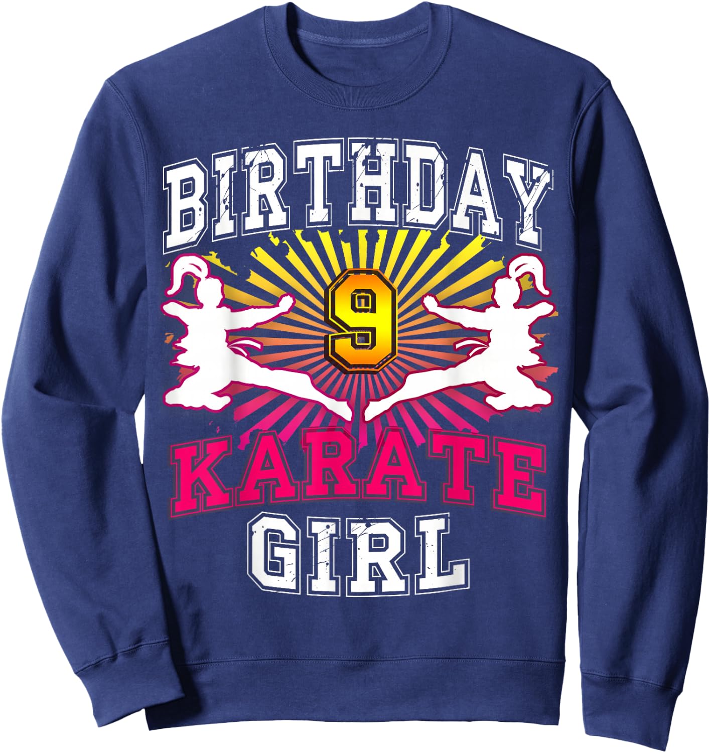 9th Birthday Girl - Karate 9 years old Sweatshirt - Sweatshirt | Navy