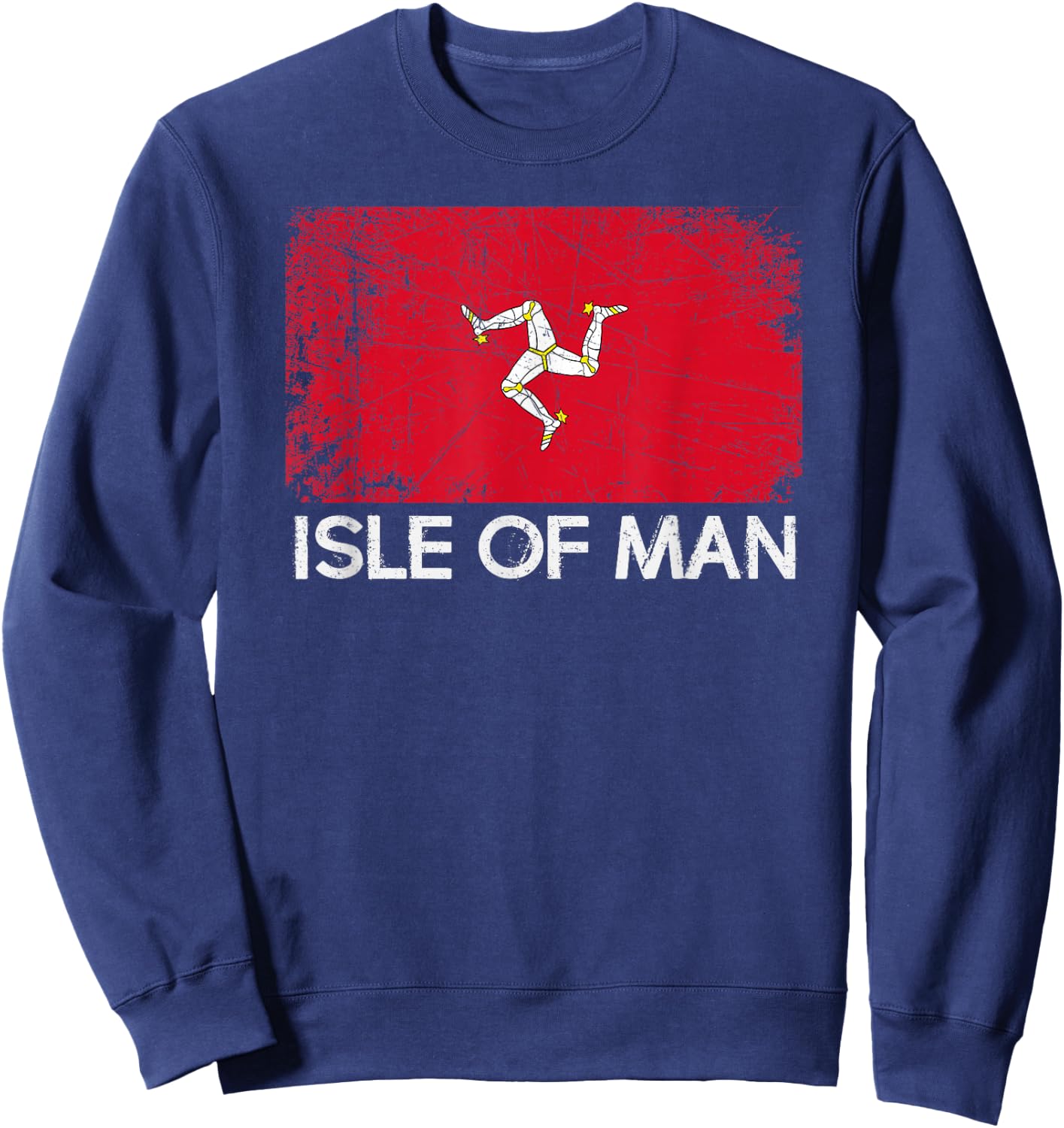 Manx Flag | Vintage Made In Isle of Man Gift Sweatshirt - Sweatshirt | Navy