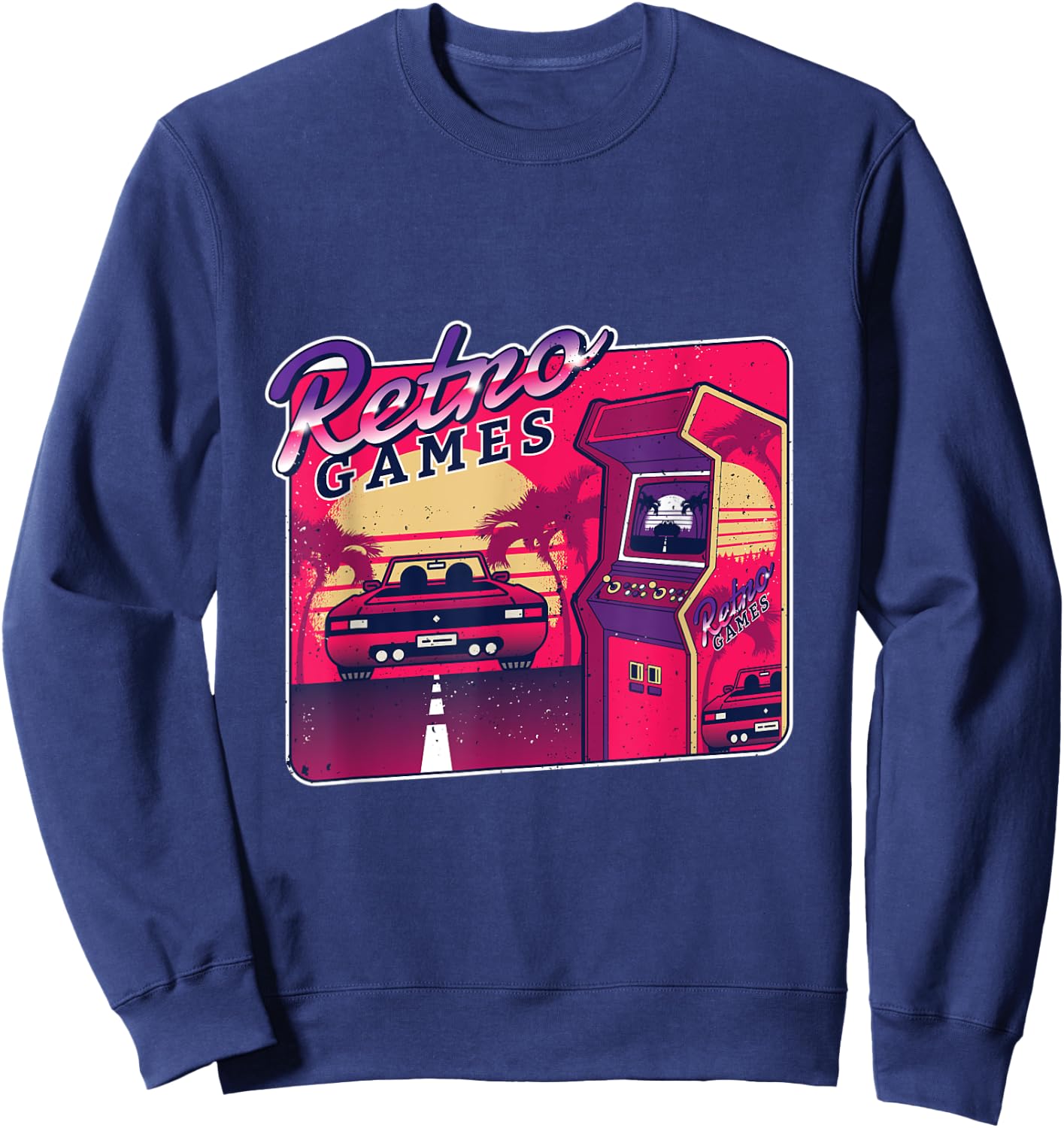 Old School Gamer Gift Vintage 80's Arcade Retro Video Games Sweatshirt - Sweatshirt | Navy
