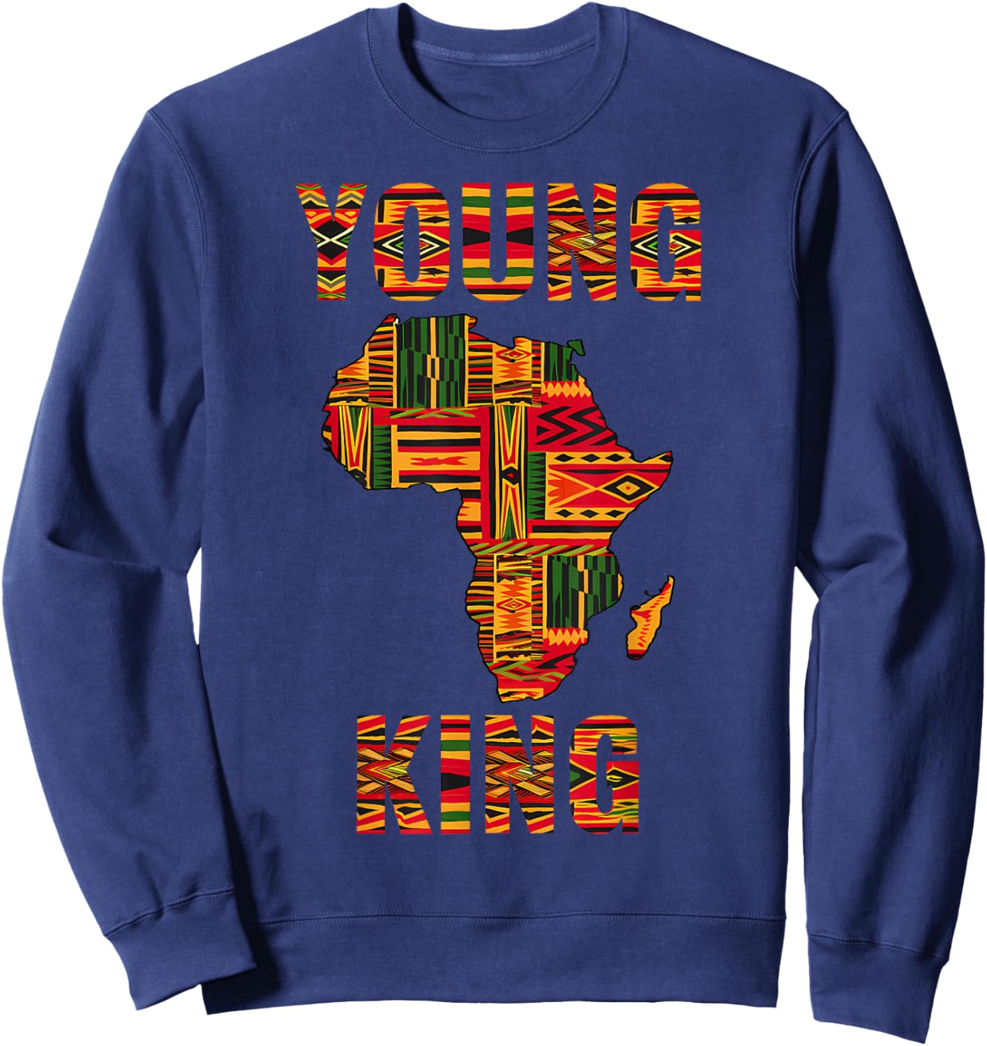 Black History Young King African Map Boys Kids Youth Men Sweatshirt - Sweatshirt | Navy