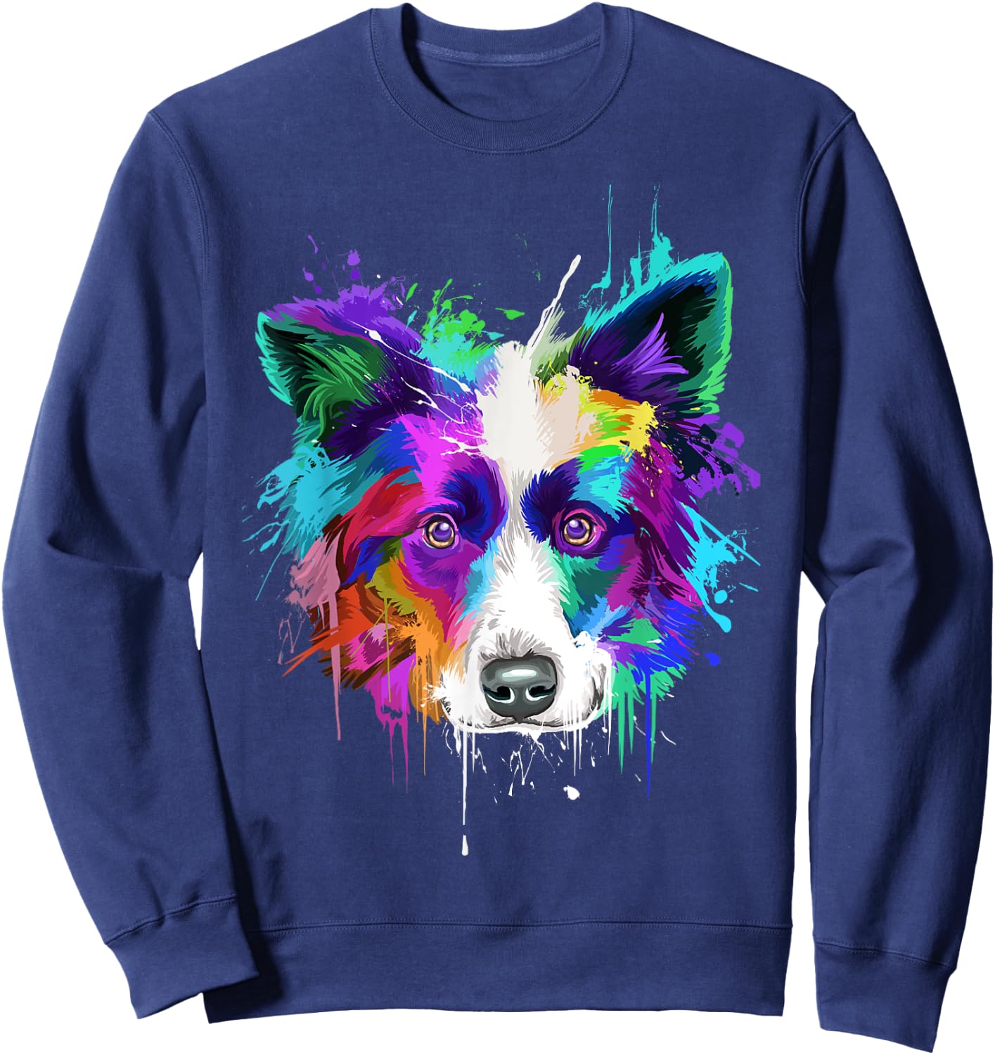 Splash Art Border Collie | Border Collie Owners Gift Sweatshirt - Sweatshirt | Navy