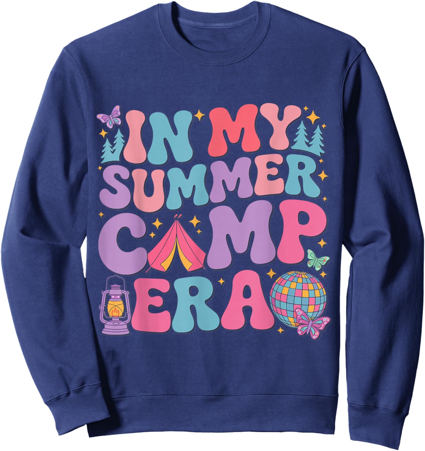 Groovy In My Summer Camp Era Retro Summer Camper Women Kids Sweatshirt - Sweatshirt | Navy