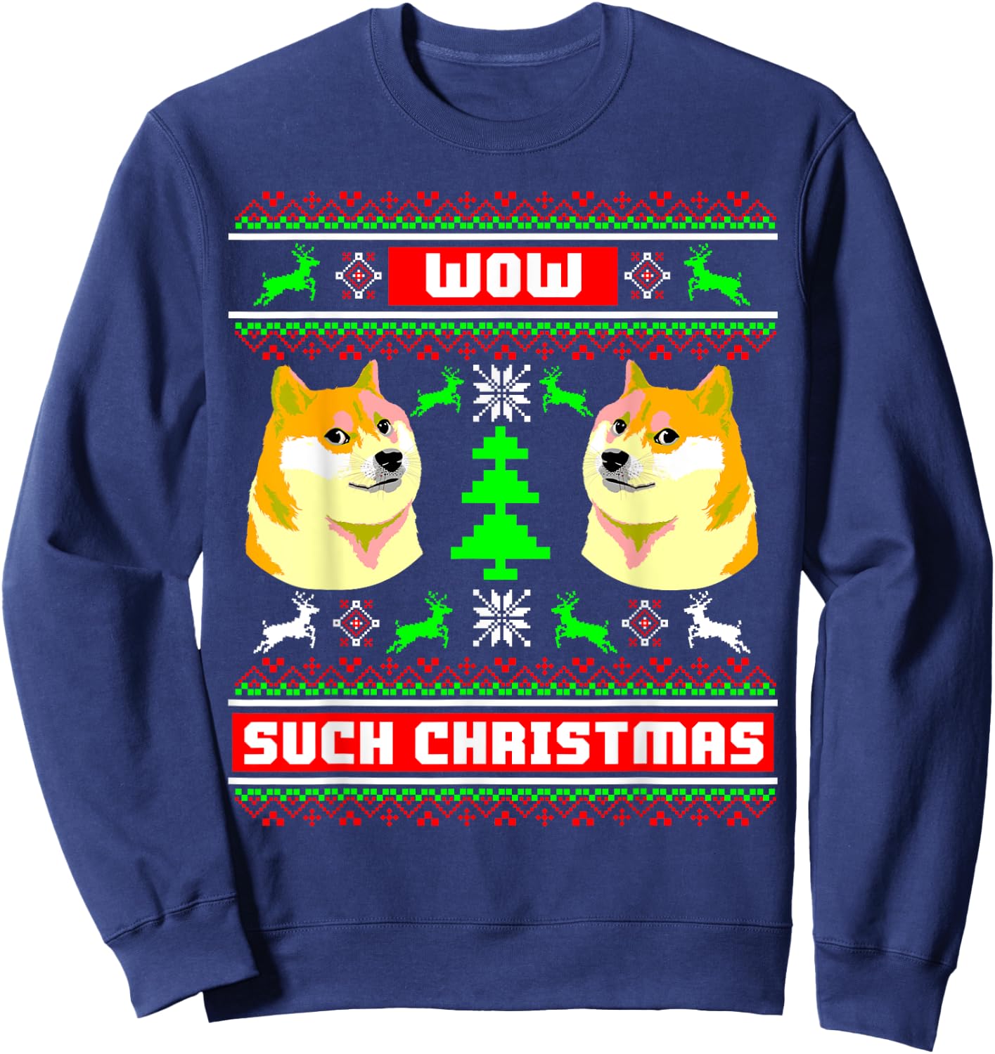 Doge Meme Funny Doge shirt Dog Ugly Christmas Sweatshirt - Sweatshirt | Navy