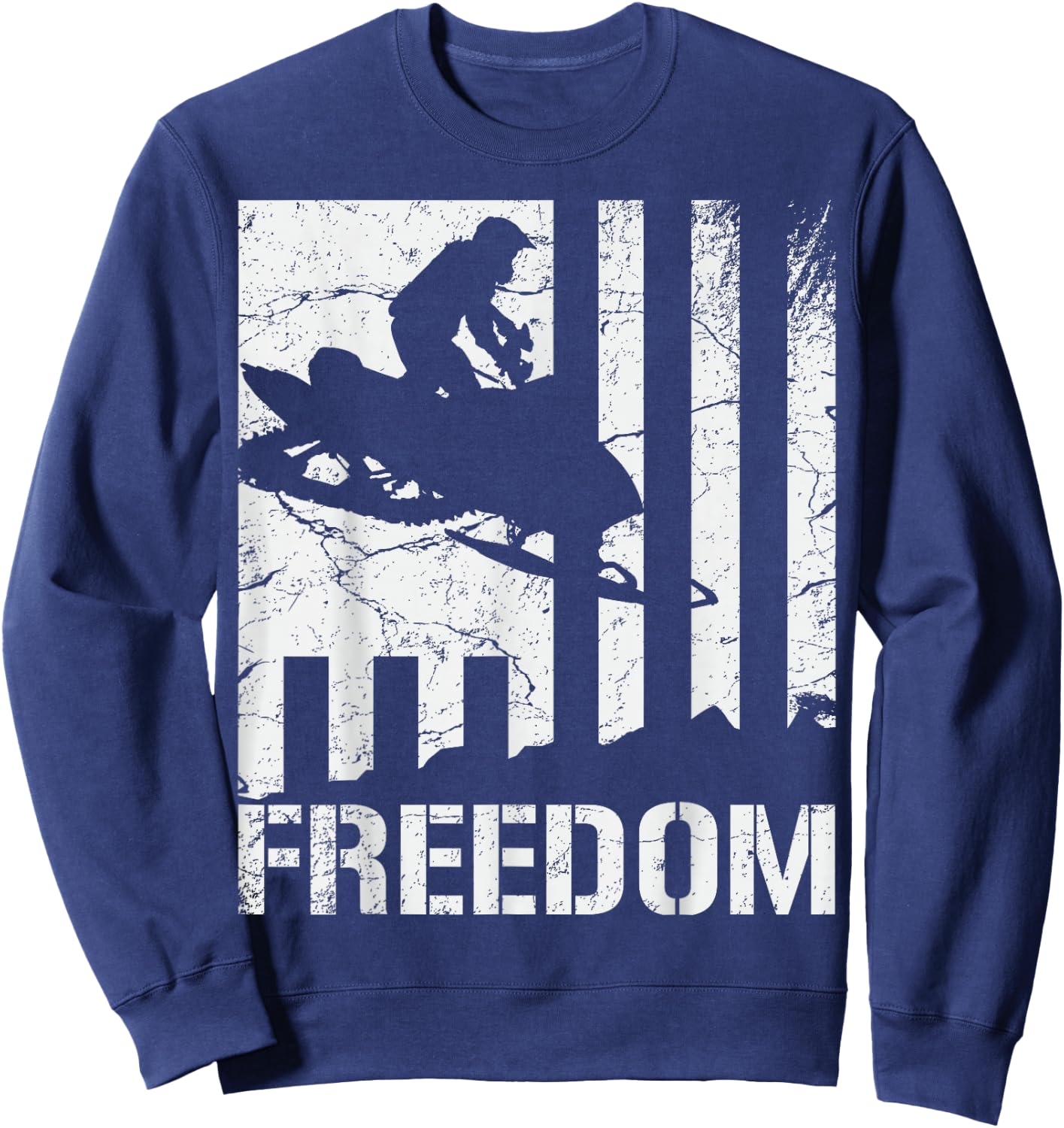 Snowmobile Snowmobiling Freedom Flag Sweatshirt - Sweatshirt | Navy