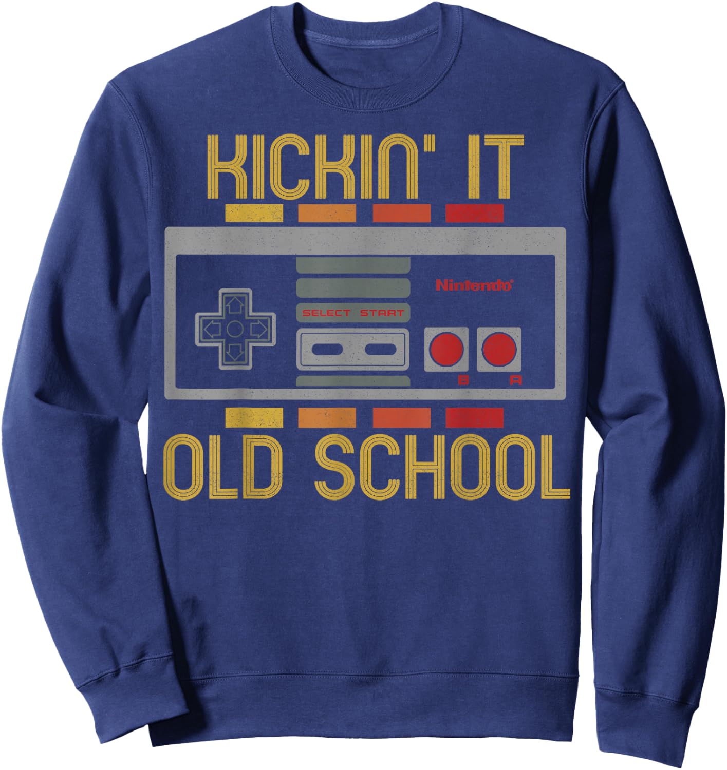 Nintendo NES Retro Kickin' It Old School Graphic Sweatshirt - Sweatshirt | Navy