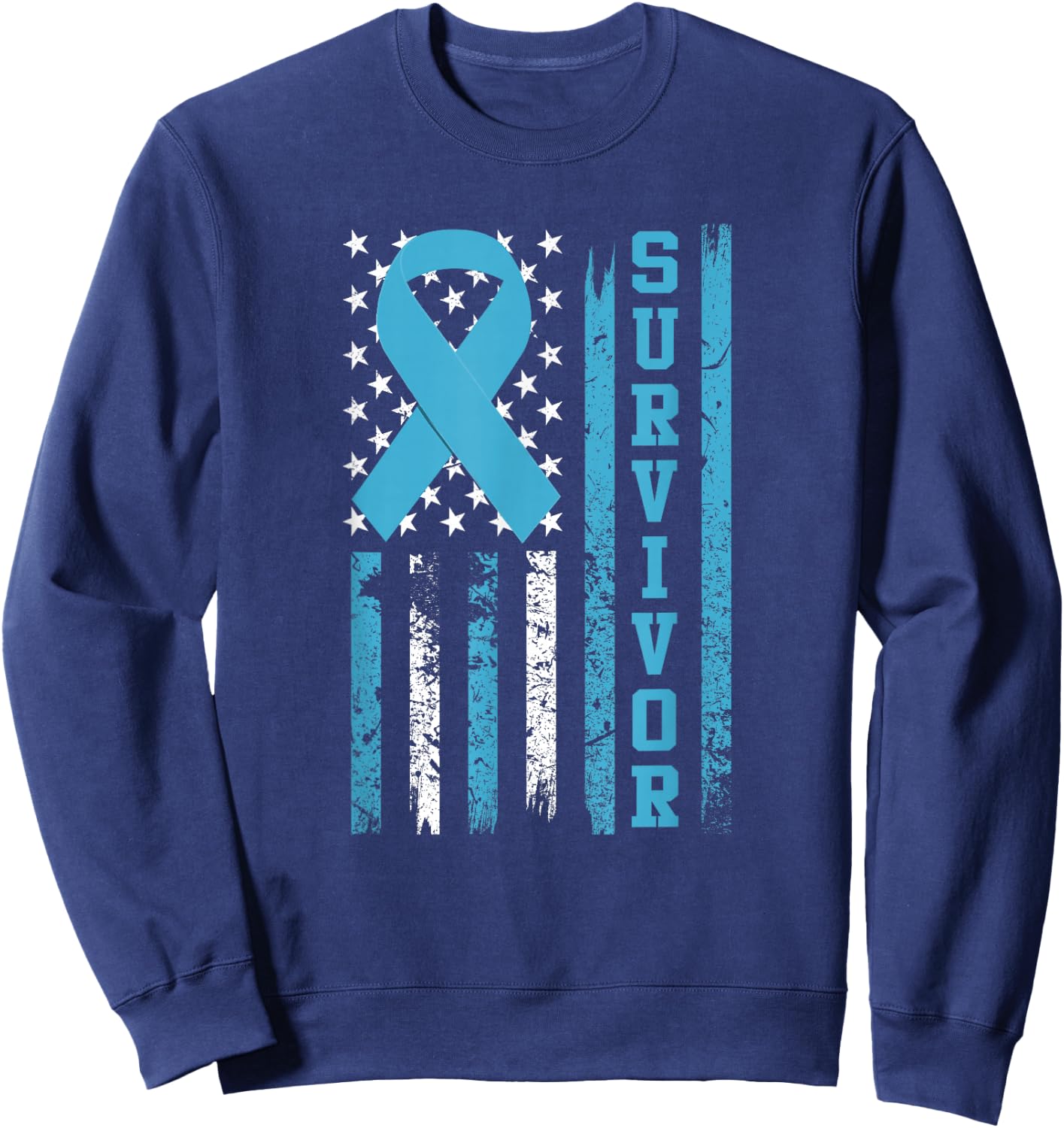 Prostate Cancer Survivor - Bold Blue Ribbon Shirt Sweatshirt - Sweatshirt | Navy