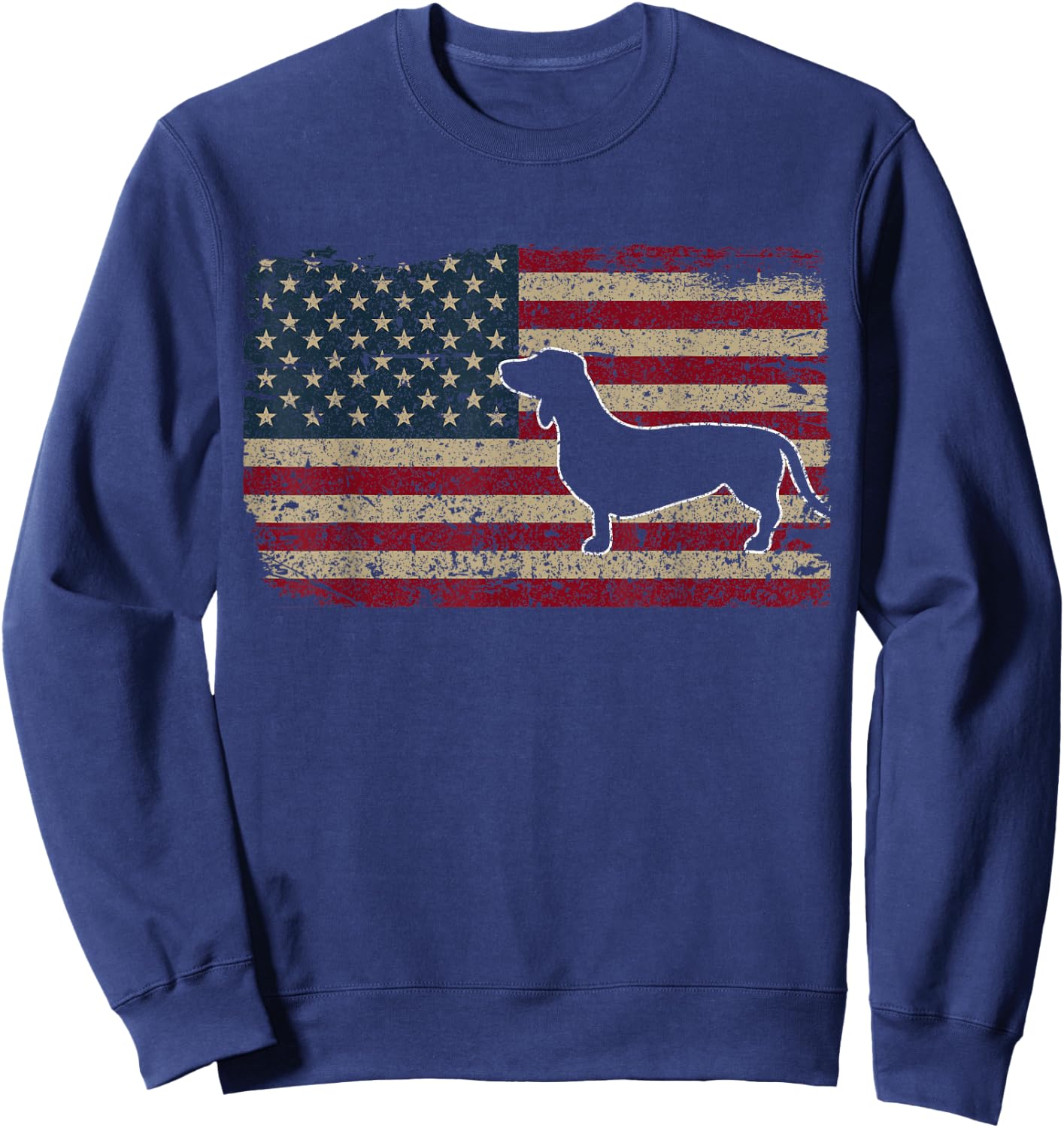 Dachshund America Flag Patriotic Weiner Dog Gift Small Sweatshirt - Sweatshirt | Navy