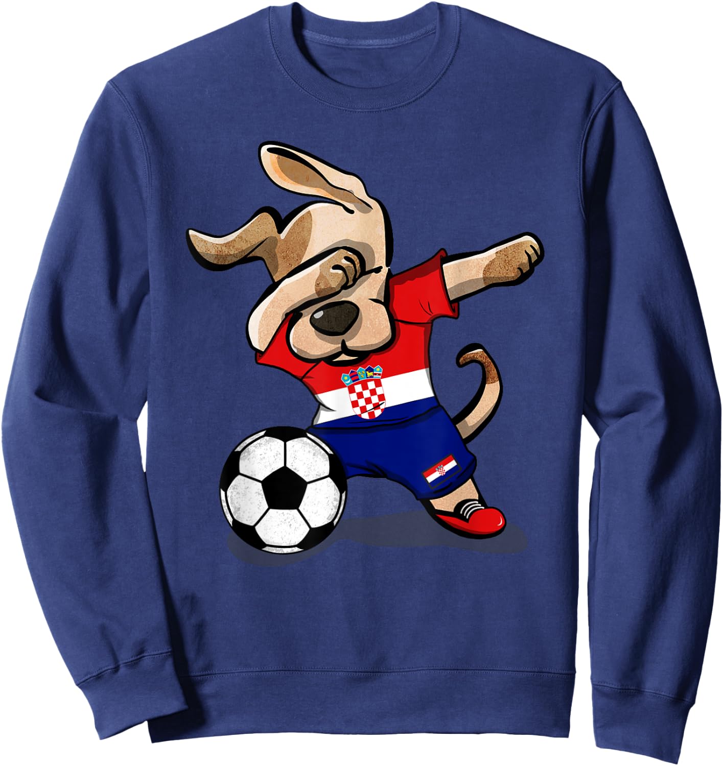 Dabbing Dog Croatia Soccer Fans Jersey Croatian Football Sweatshirt - Sweatshirt | Navy