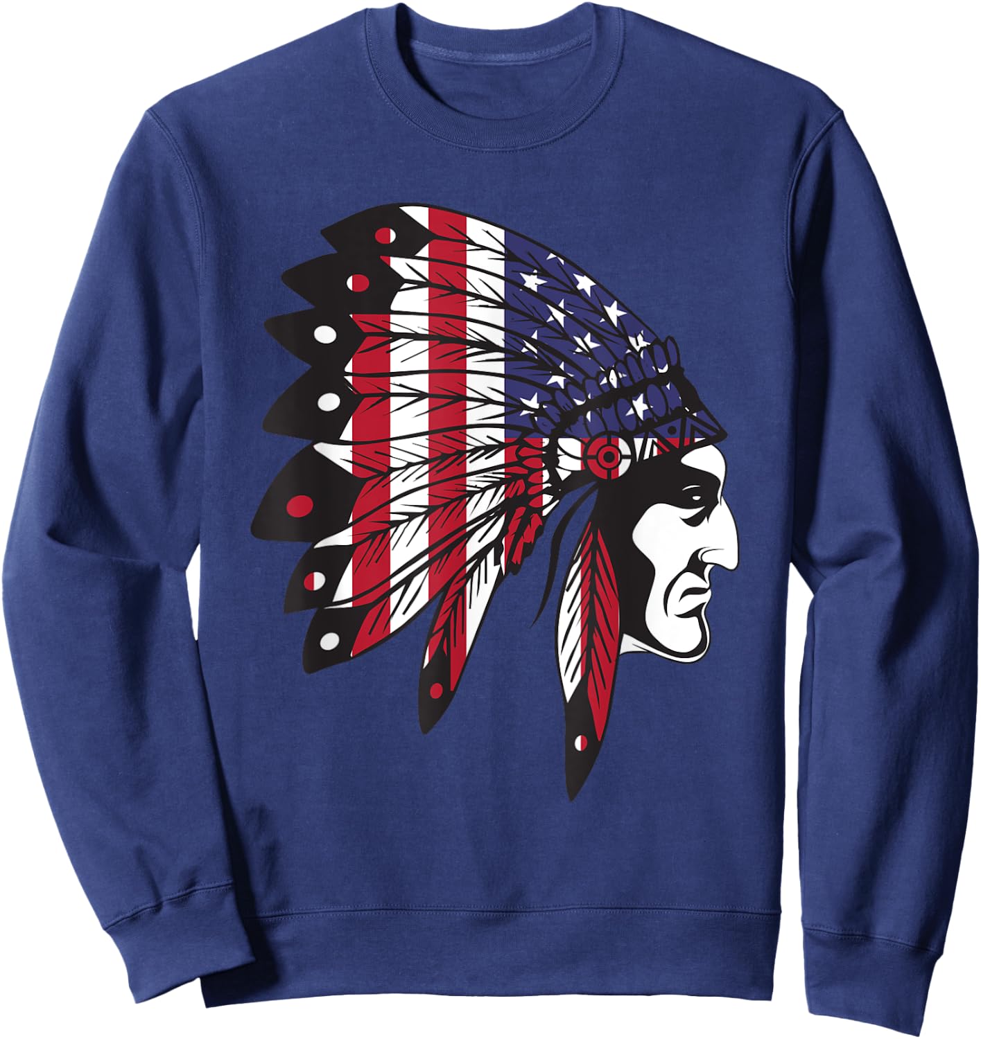 Native American Indian Chief American USA Flag 4th of July Small Sweatshirt - Sweatshirt | Navy