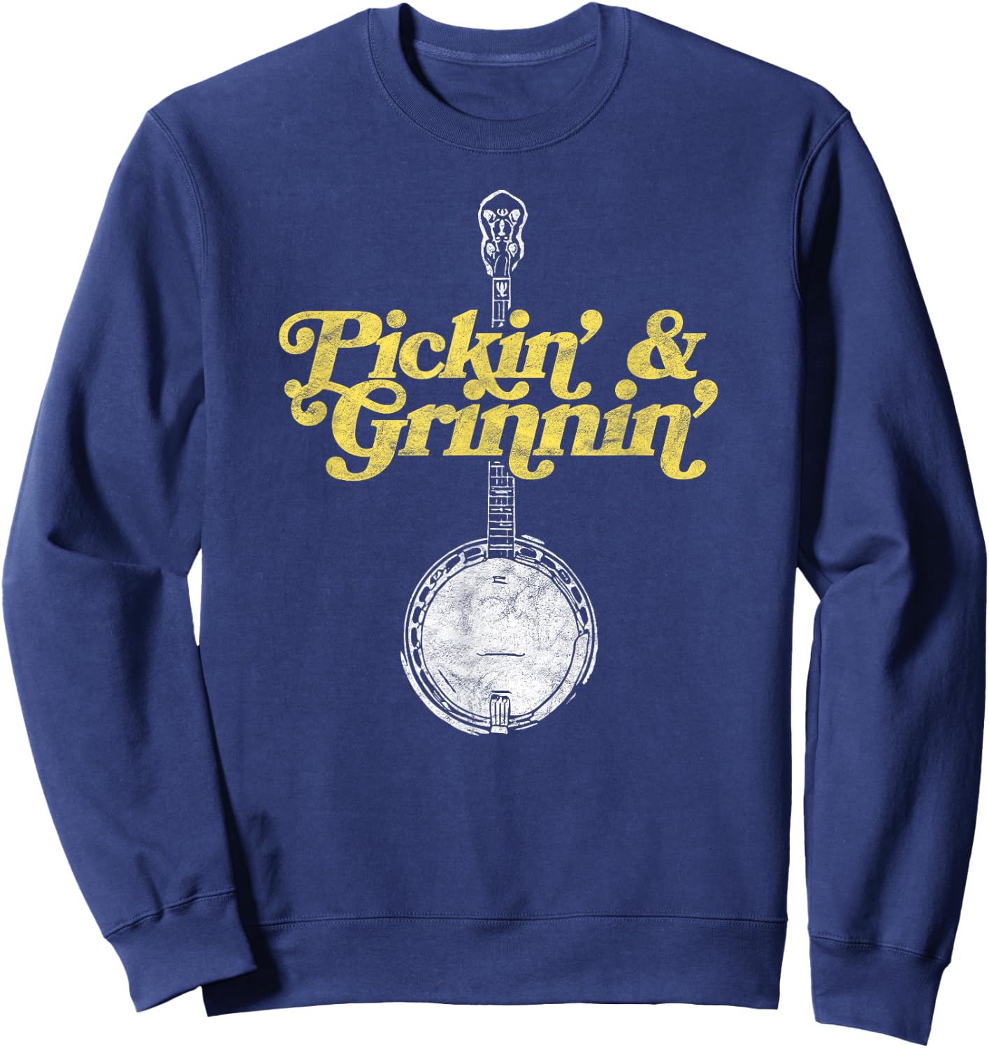 Pickin' & Grinnin' Mountain Sun & Banjo Bluegrass Shirt Sweatshirt - Sweatshirt | Navy