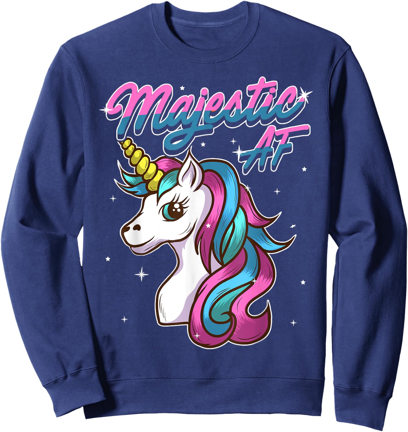 Unicorn T Shirt Majestic AF T Shirt Unicorn Shirts Sweatshirt - Sweatshirt | Navy