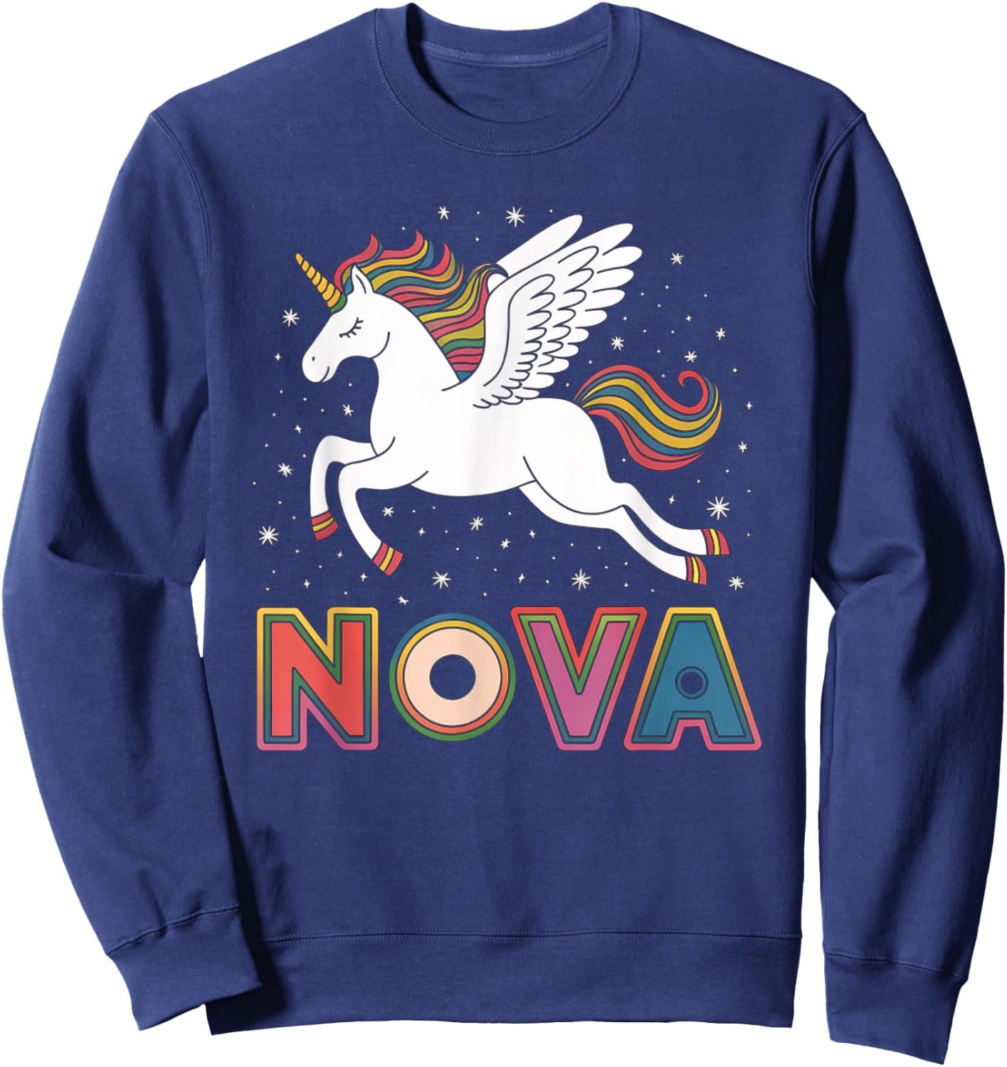 Magical Nova Unicorn Girl First Name Design Sweatshirt - Sweatshirt | Navy
