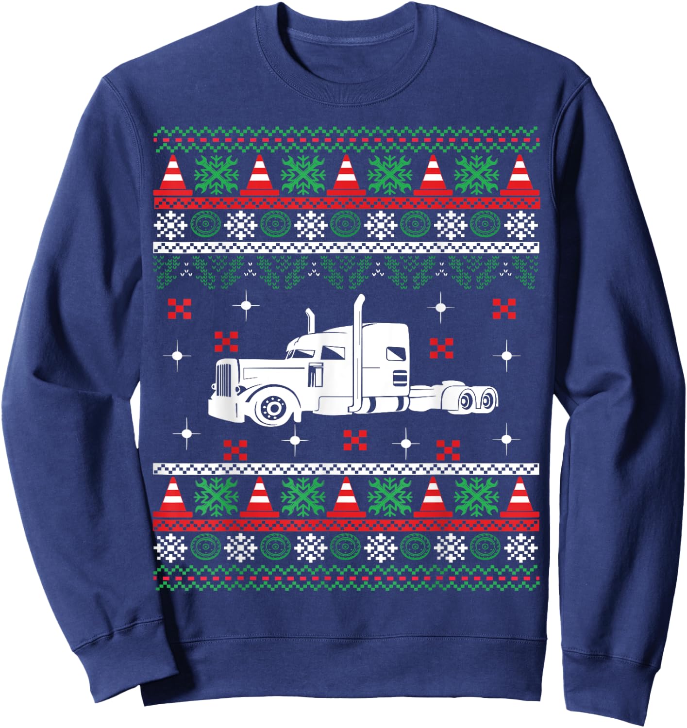 Truck Driver Christmas Ugly Sweater Trucker Sweatshirt - Sweatshirt | Navy
