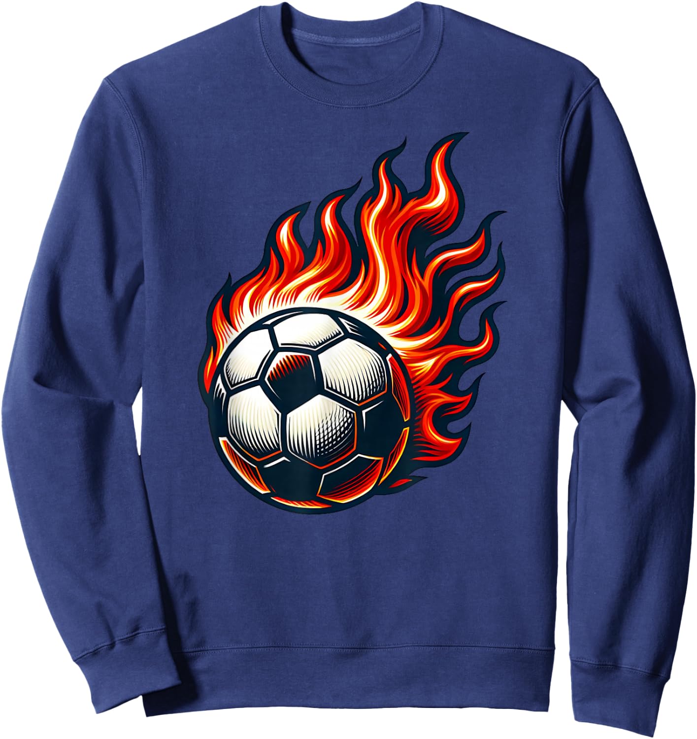 Flaming Soccer Ball Sweatshirt - Sweatshirt | Navy