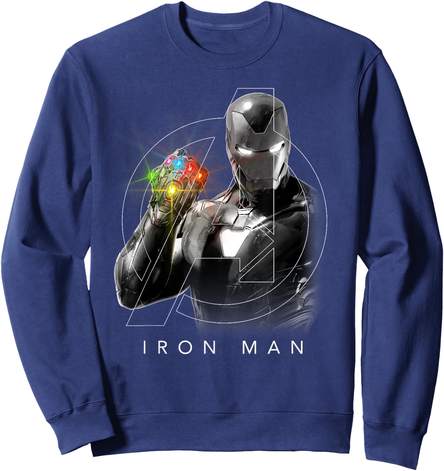 Marvel Avengers Endgame Glowing Stones Logo Overlay Portrait Sweatshirt - Sweatshirt | Navy