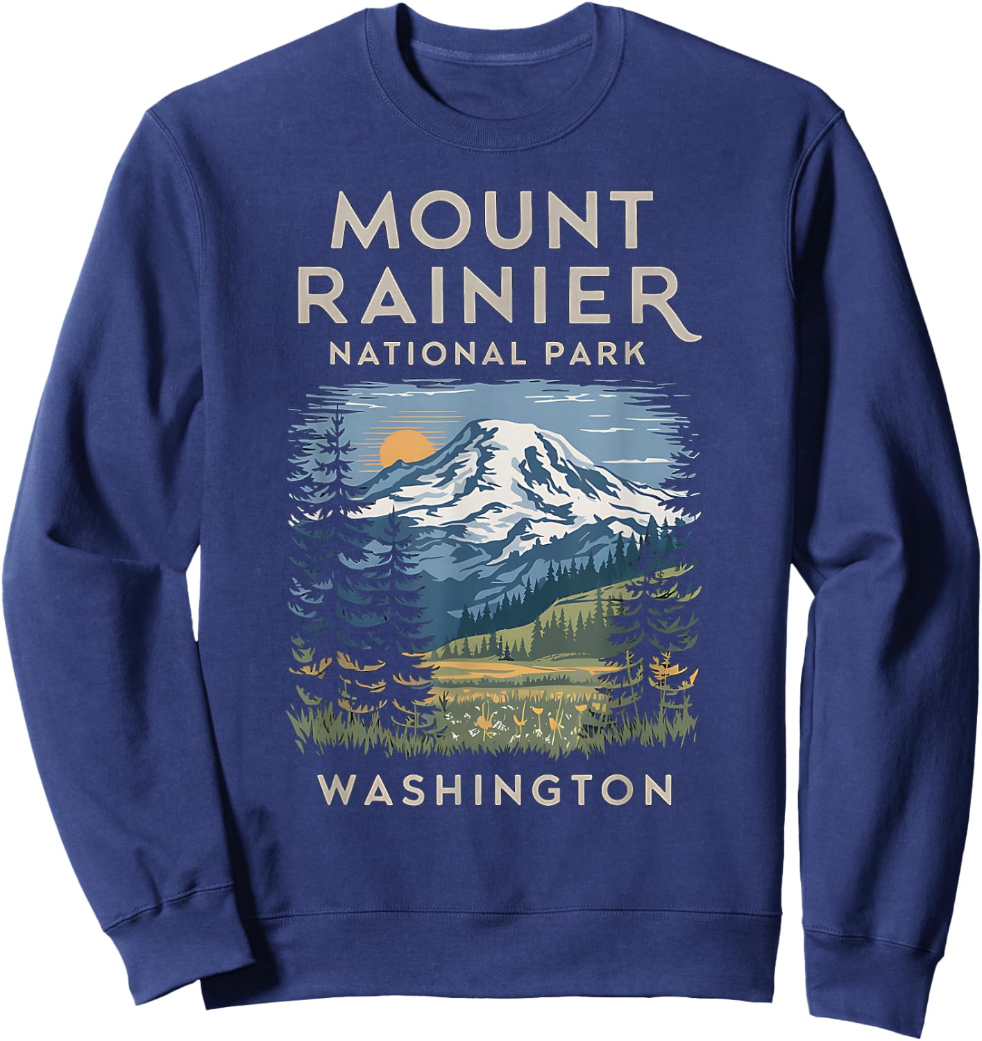 Stunning Mount Rainier National Park Scenic Sweatshirt - Sweatshirt | Navy