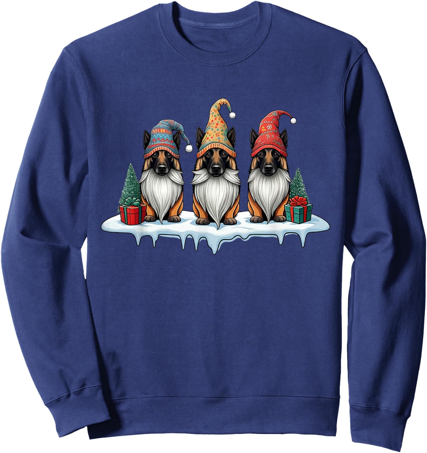 Funny Belgian Malinois Gnomies Christmas Gnome Sweatshirt - Sweatshirt | Navy