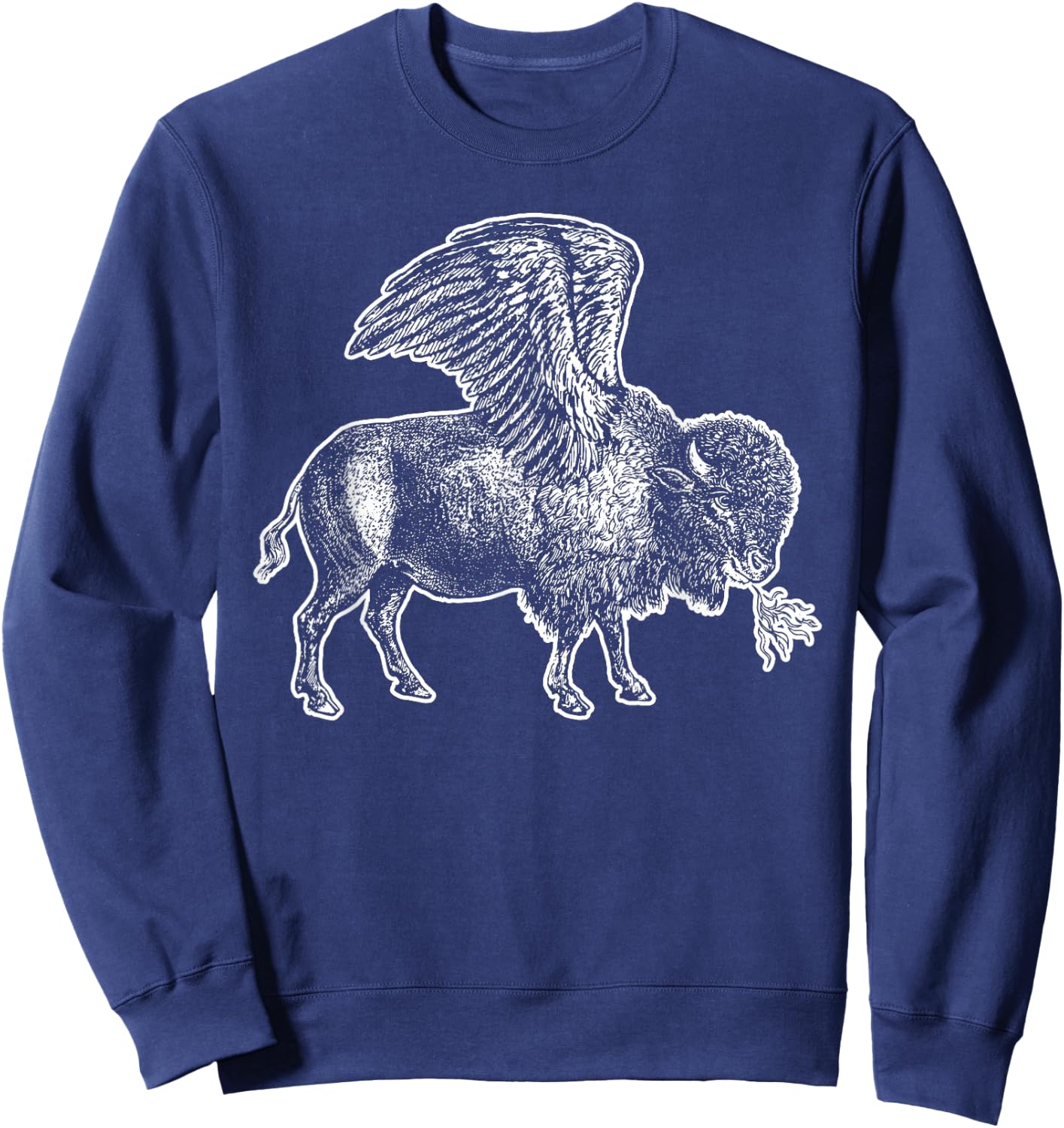 Funny Design Buffalo Wings Hot Foodie Chicken Bison Vintage Sweatshirt - Sweatshirt | Navy