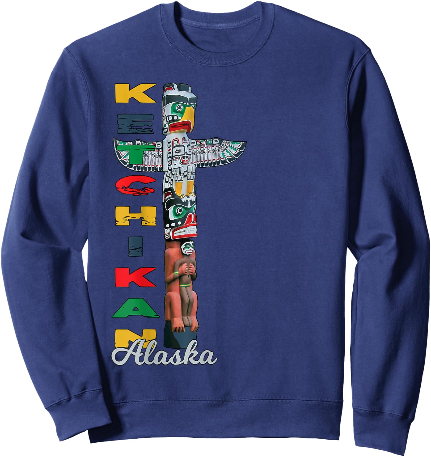 Ketchikan Alaska Totem Pole Native Art Souvenir Keepsake Sweatshirt - Sweatshirt | Navy