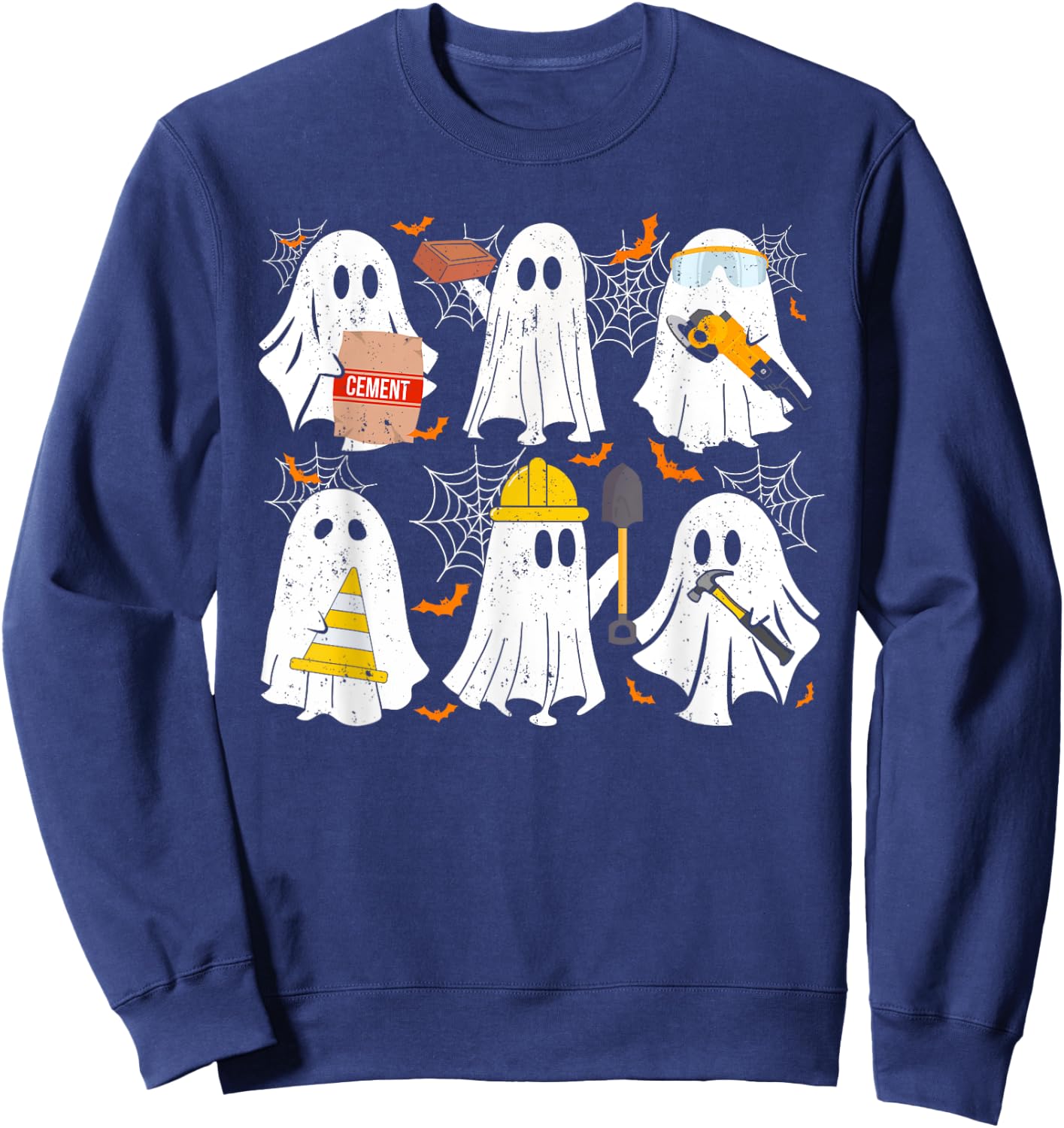 Ghost Construction Worker Costume For Halloween Men Women Sweatshirt - Sweatshirt | Navy