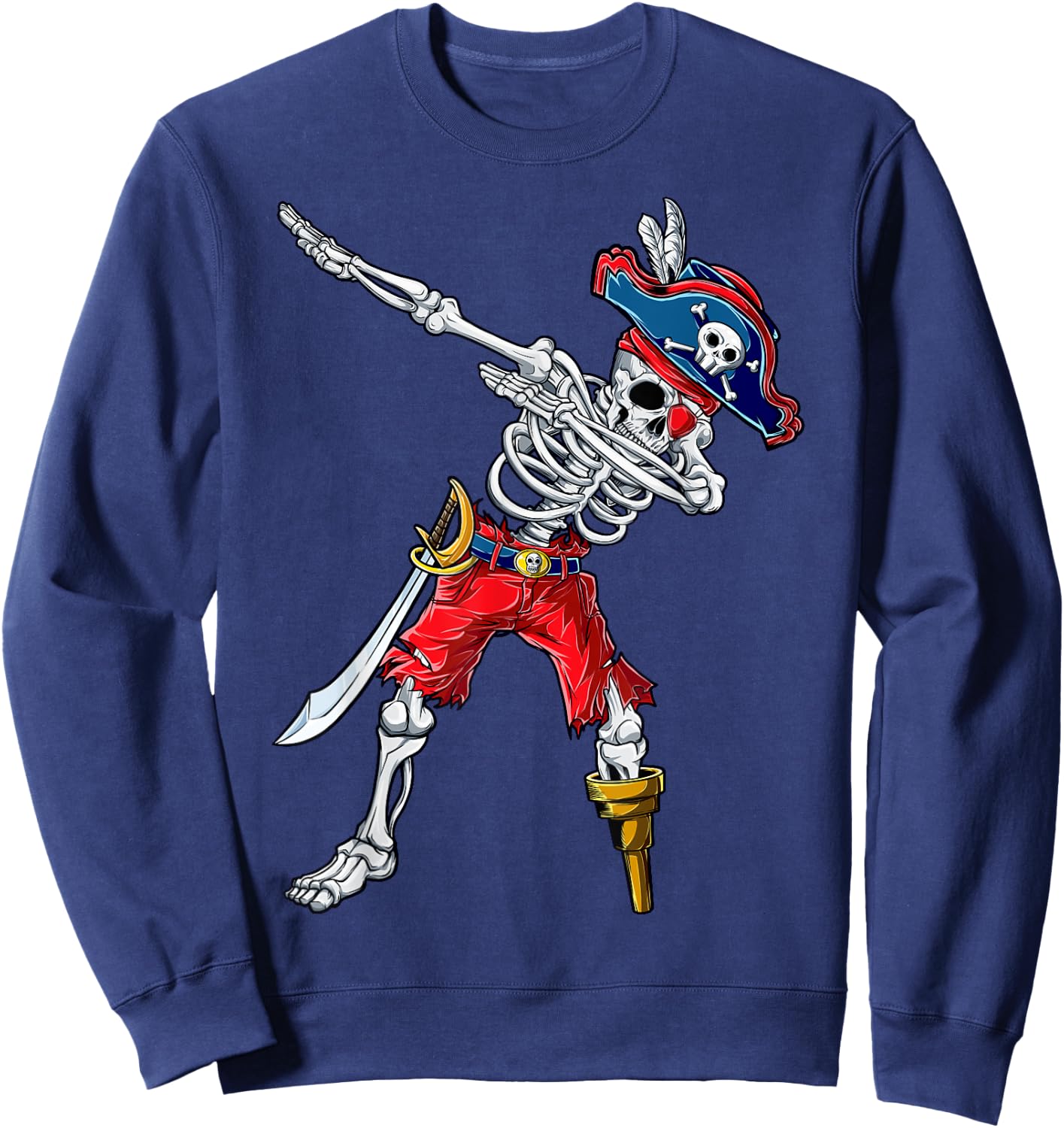 Dabbing Skeleton Pirate T Shirt Halloween Kids Boys Men Gift Sweatshirt - Sweatshirt | Navy