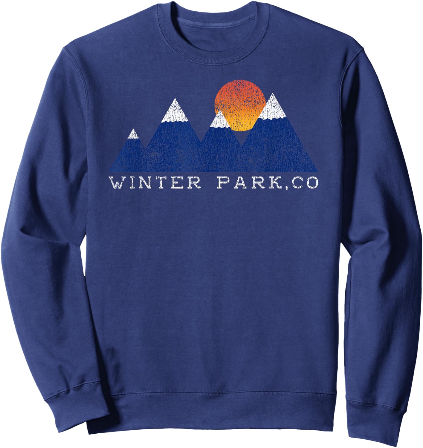 Retro Winter Park Colorado Snowcap Mountain Sunset Sweatshirt - Sweatshirt | Navy