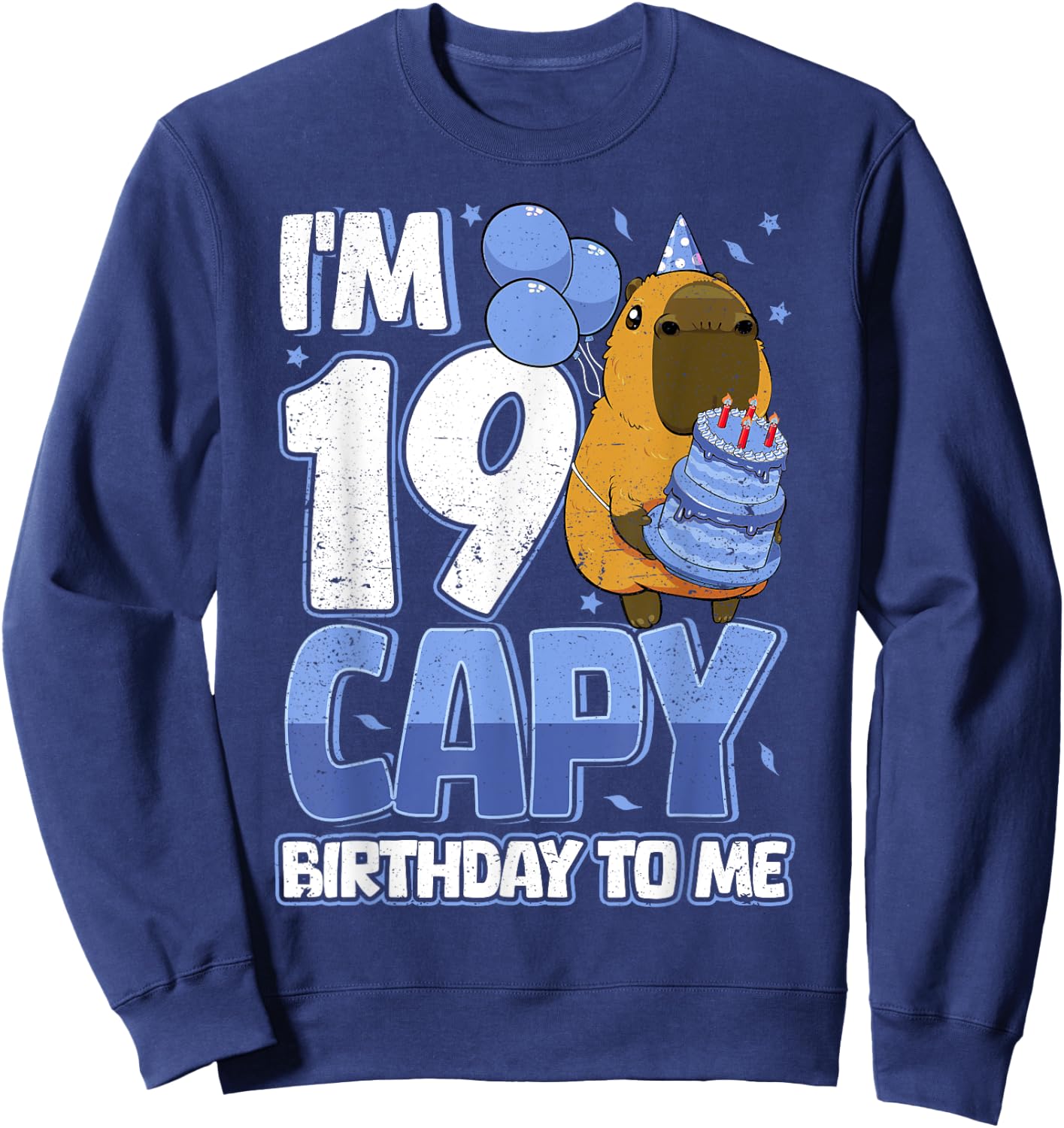 19 Years Capy Birthday to me Boys 19th Birthday Capybara Sweatshirt - Sweatshirt | Navy