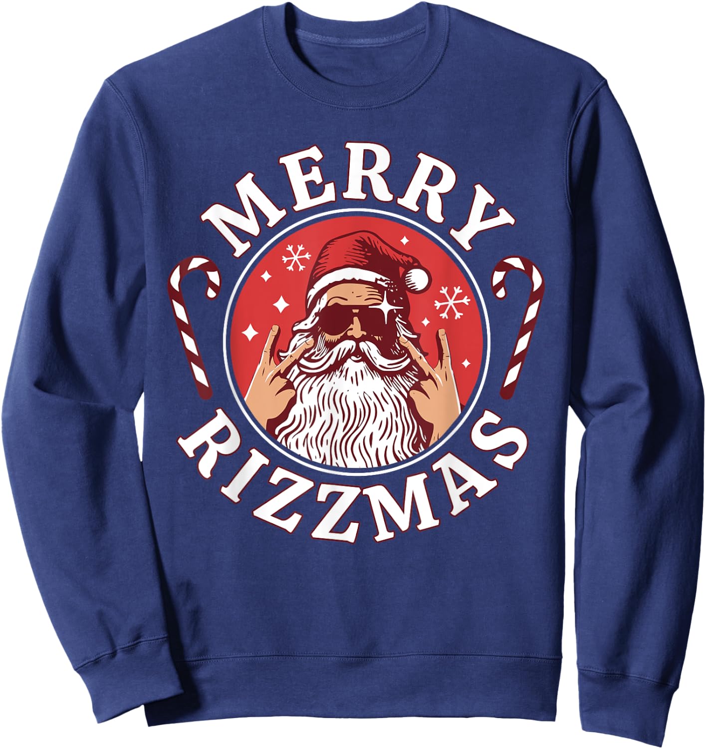 Merry Rizzmas Kids Teens School Funny Christmas Santa Claus Sweatshirt - Sweatshirt | Navy