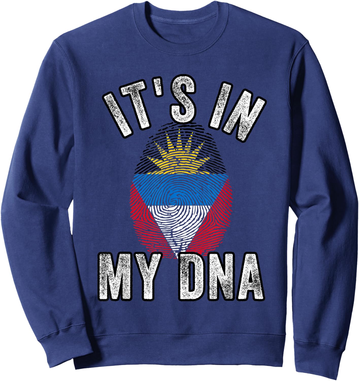 Funny it's in my DNA Antigua and barbuda flag Fingerprint Sweatshirt - Sweatshirt | Navy