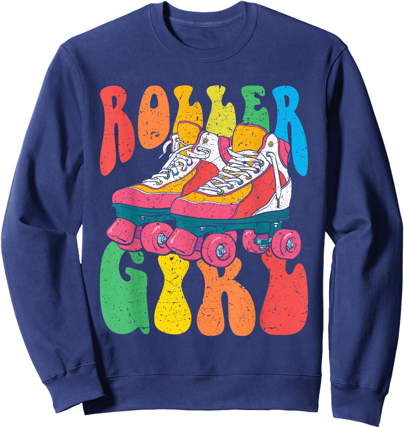 Roller Girl Vintage 70s Shirt Seventies 70's Costume Sweatshirt - Sweatshirt | Navy