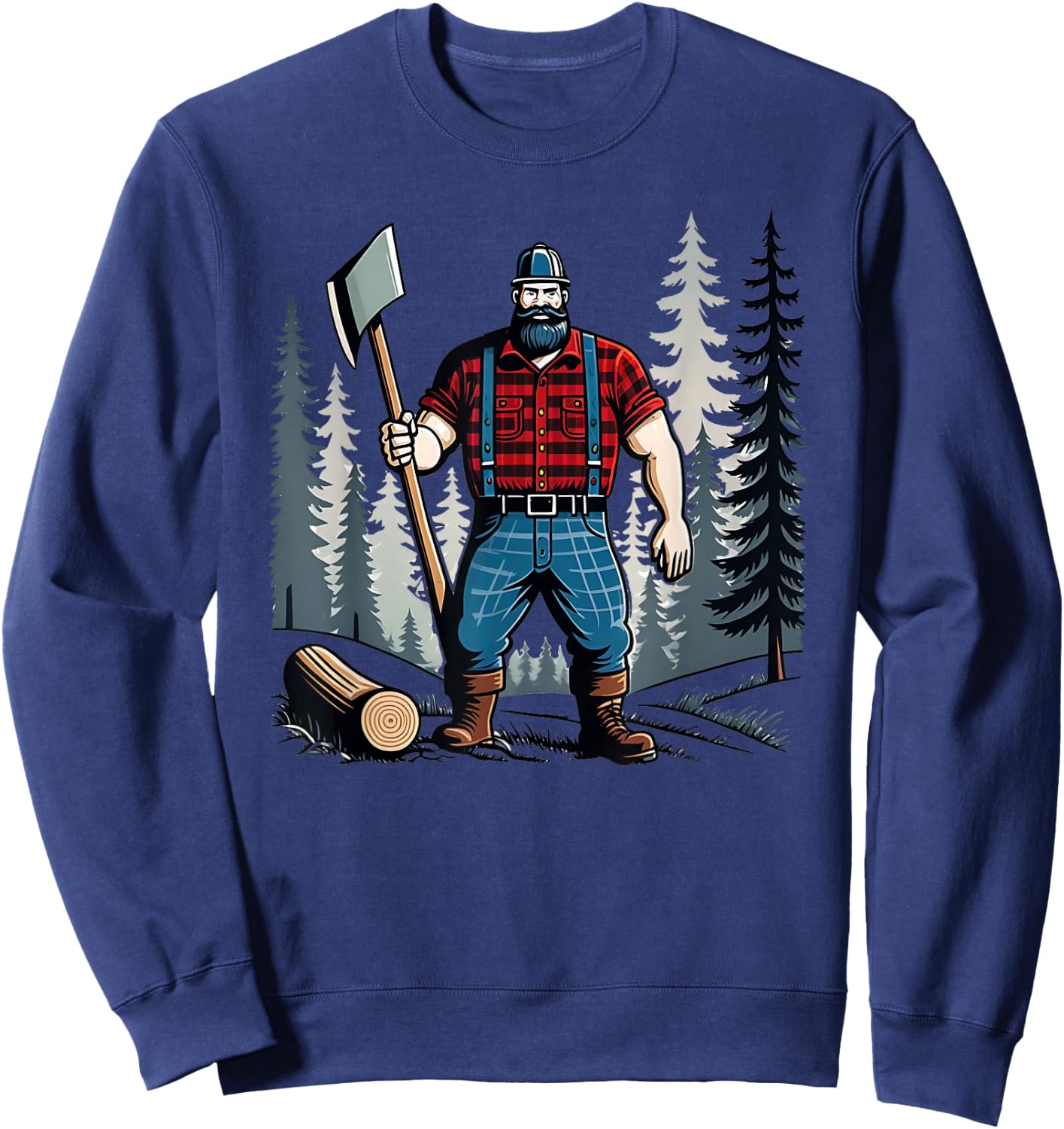 American Lumberjack Folk Hero Paul Bunyan Chopping Wood in The Forest Sweatshirt - Sweatshirt | Navy