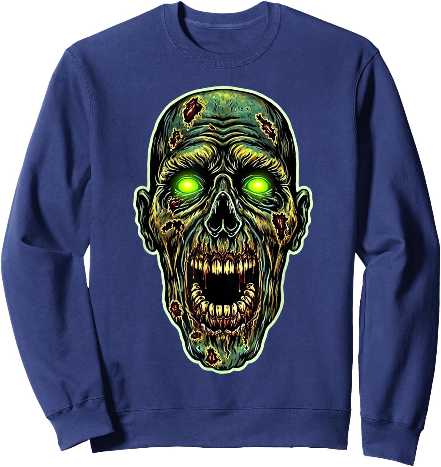 Scary Zombie Face Evil Zombie Halloween Costume Sweatshirt - Sweatshirt | Navy