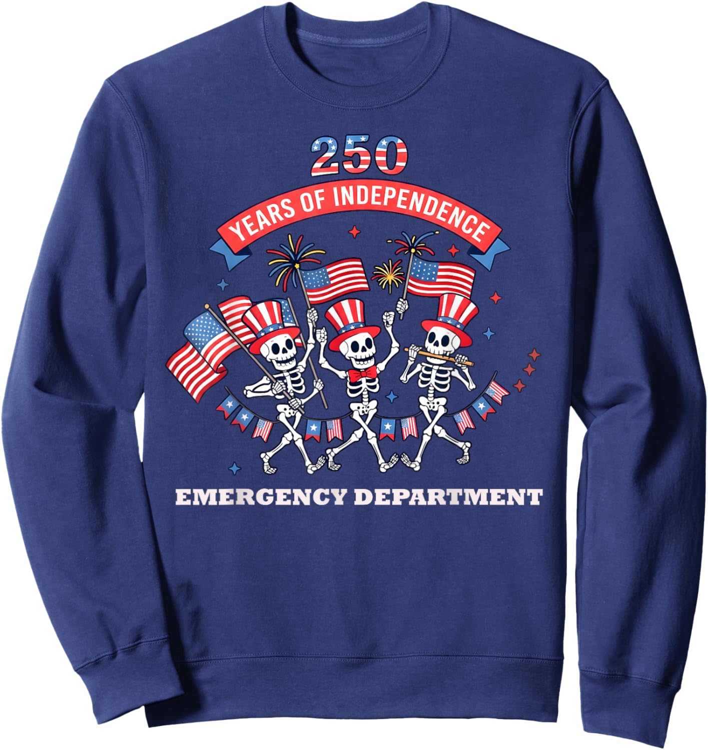Emergency Department 250 Years of Independence Skeleton Sweatshirt - Sweatshirt | Navy