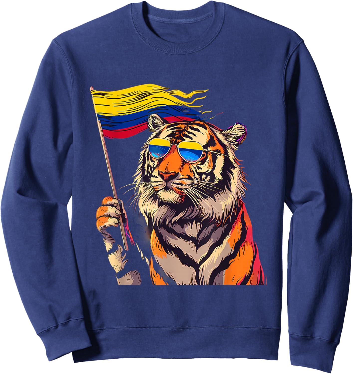 Colombia Flag Tiger Colombian Roots Colombian Pride Sweatshirt - Sweatshirt | Navy