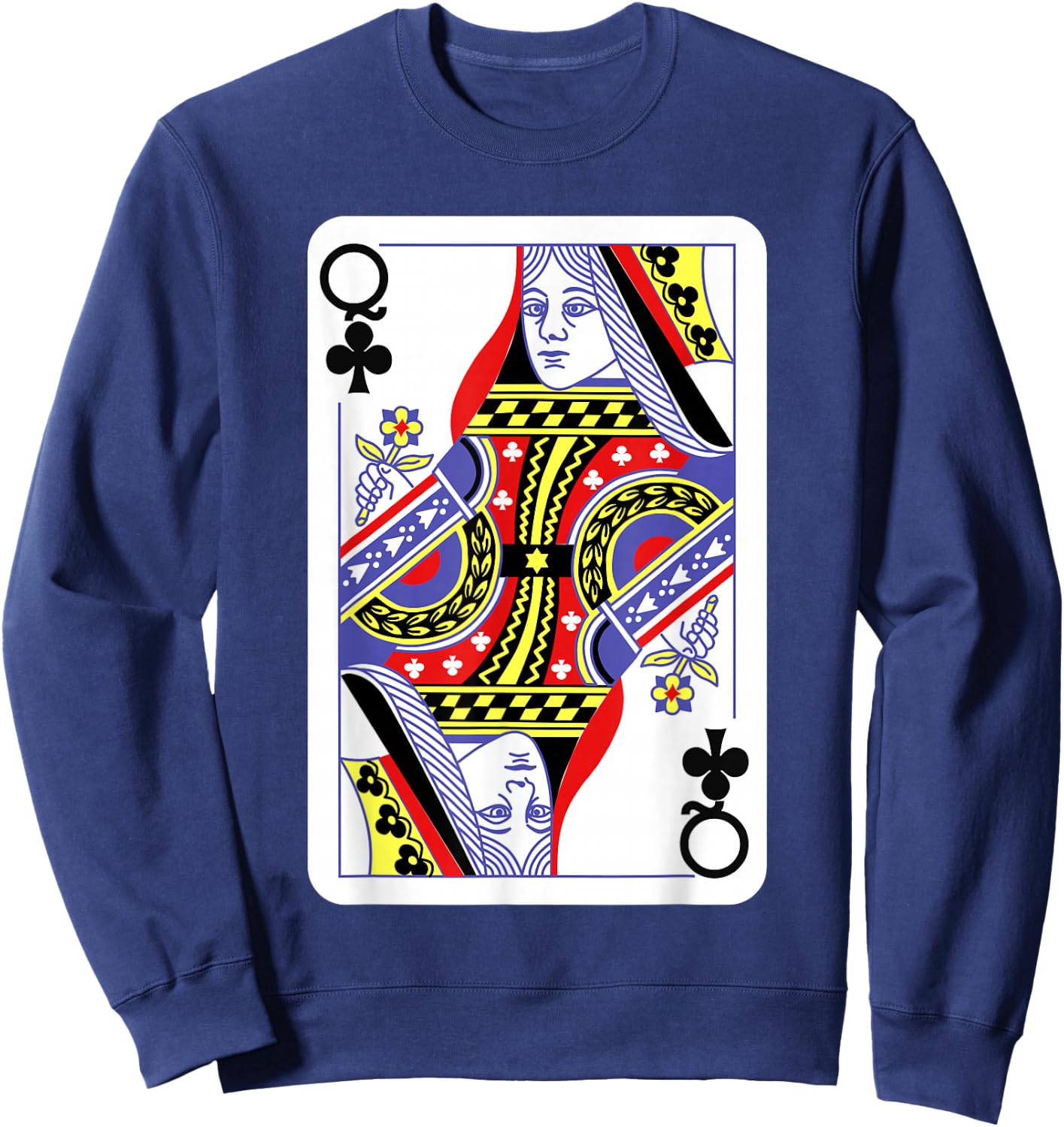 Queen of Clubs Playing Cards Halloween Costume Casino Easy Sweatshirt - Sweatshirt | Navy