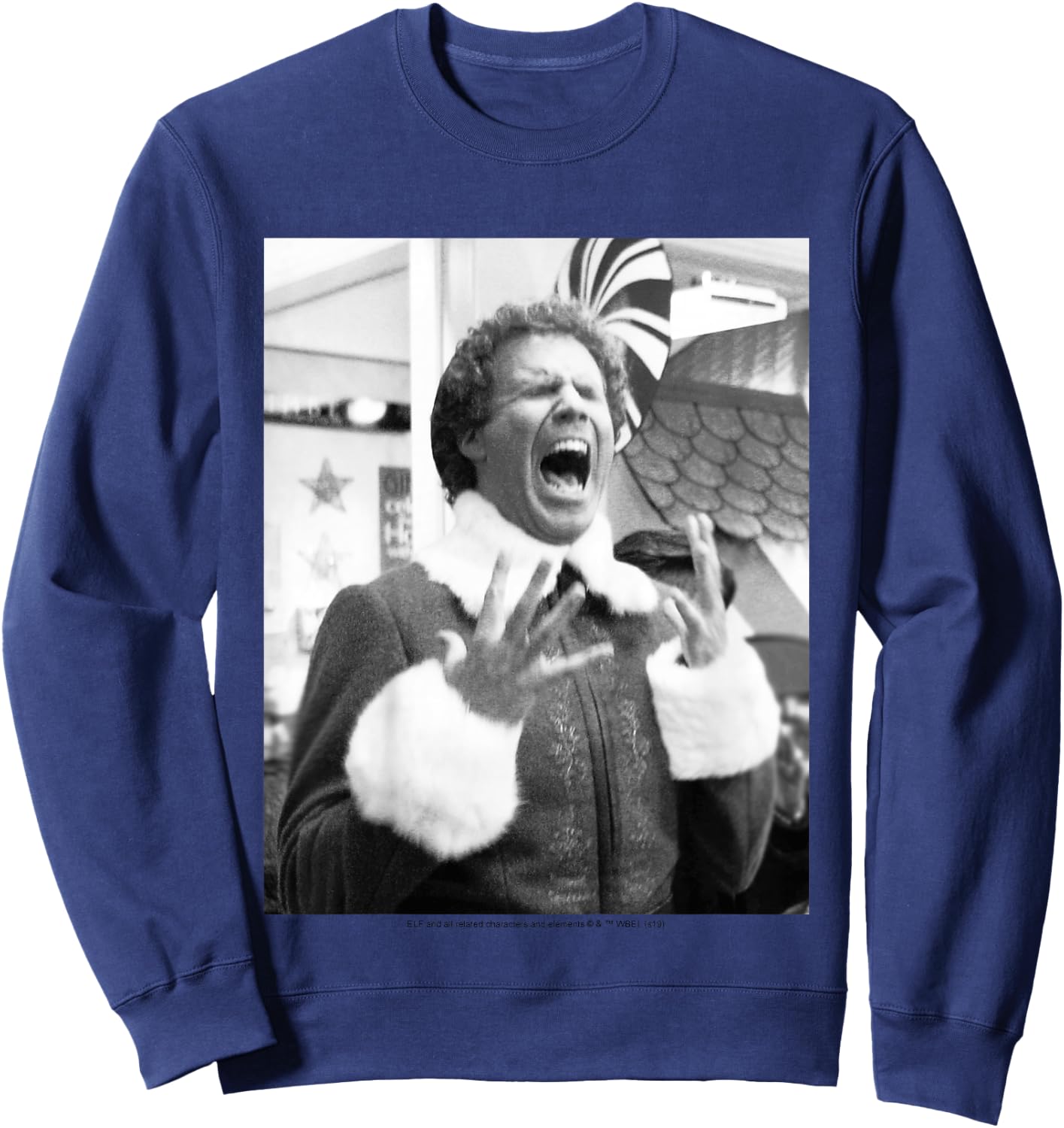 Kids Elf Buddy Black & White Screaming Photo Sweatshirt - Sweatshirt | Navy