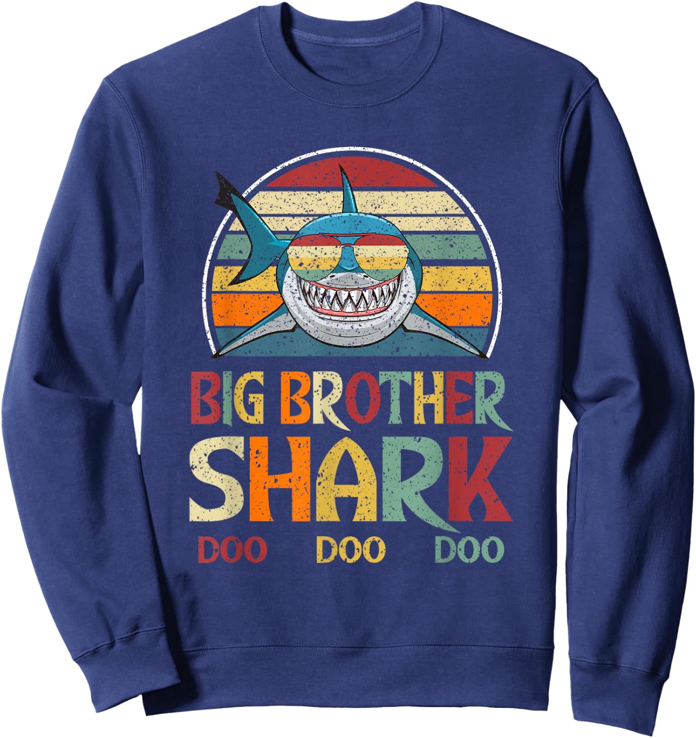 Retro Vintage Big Brother Shark Pregnancy Announcement Gift Sweatshirt - Sweatshirt | Navy