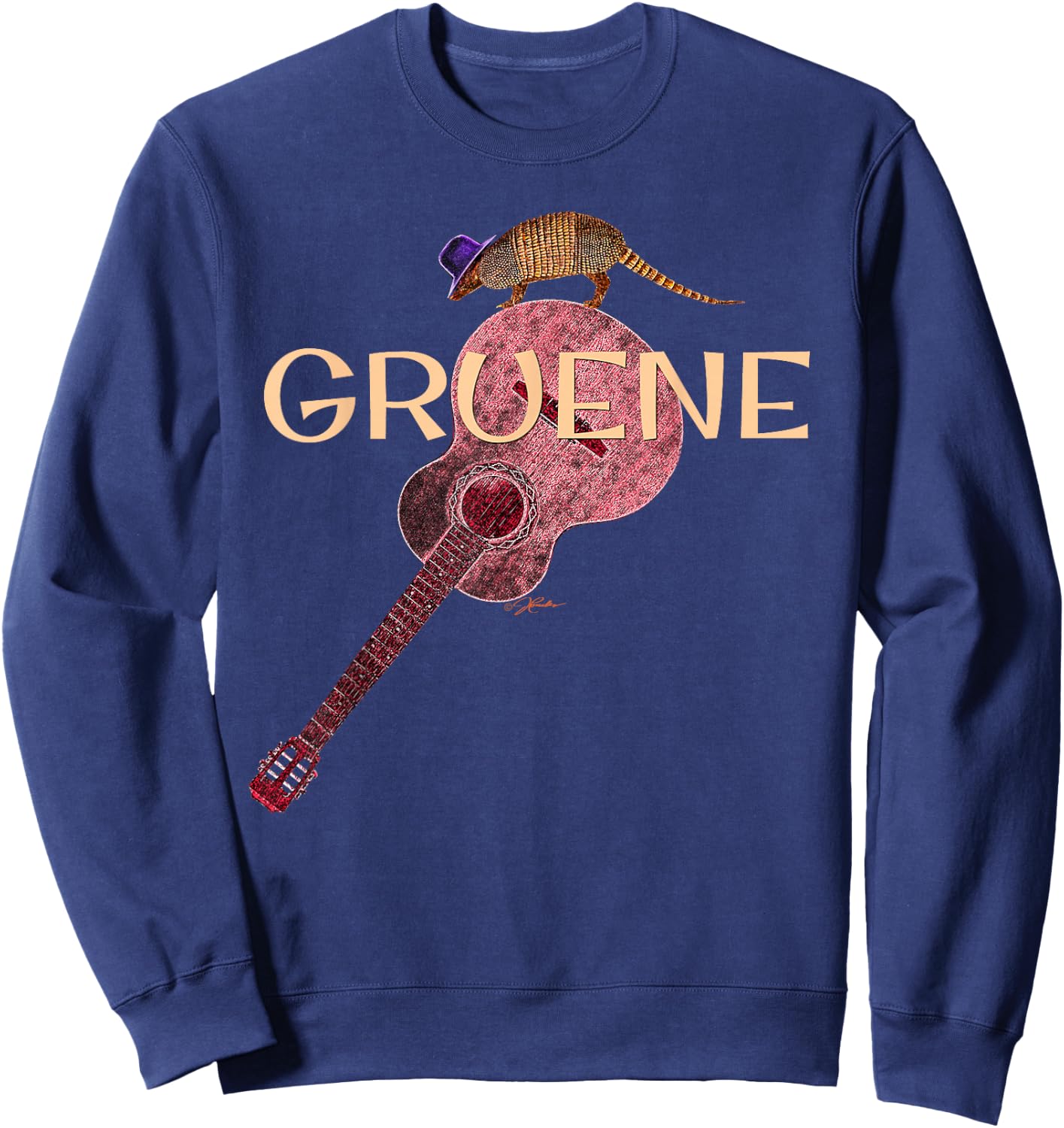 JCombs: Gruene, Texas Armadillo/Guitar Sweatshirt - Sweatshirt | Navy