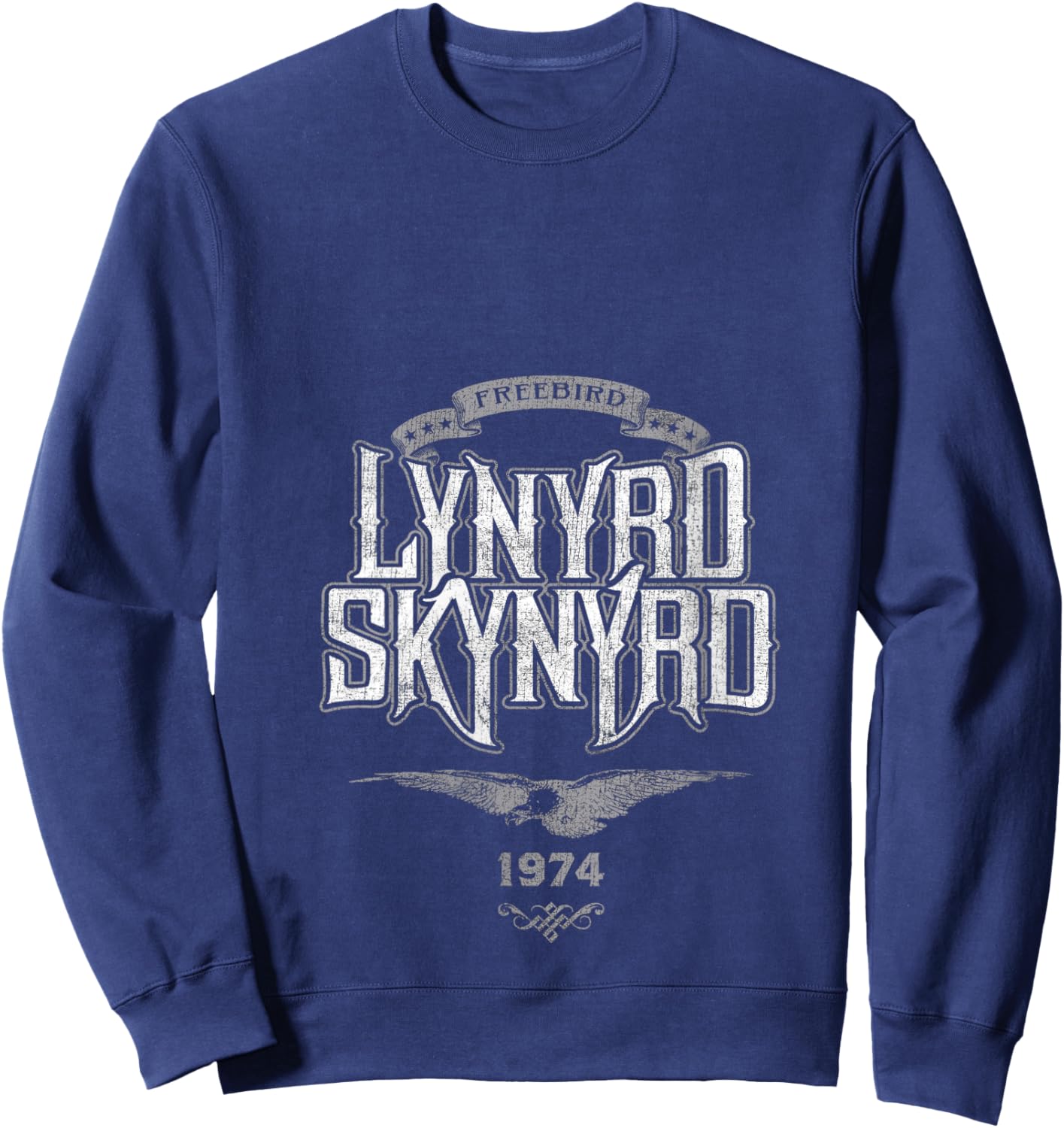 Women's Lynyrd Skynyrd Freebird Retro Logo 1974 Rock Music 70s Gifts V-Neck Sweatshirt - Sweatshirt | Navy