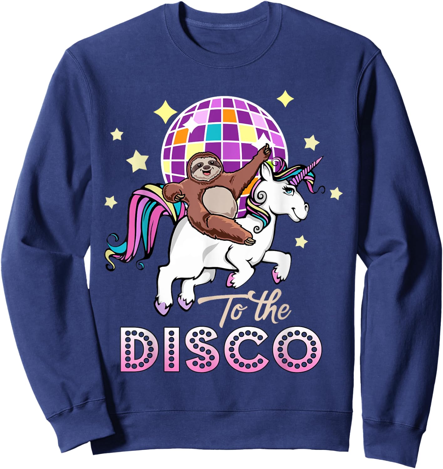 Sloth Riding Unicorn To The Disco Sweatshirt - Sweatshirt | Navy