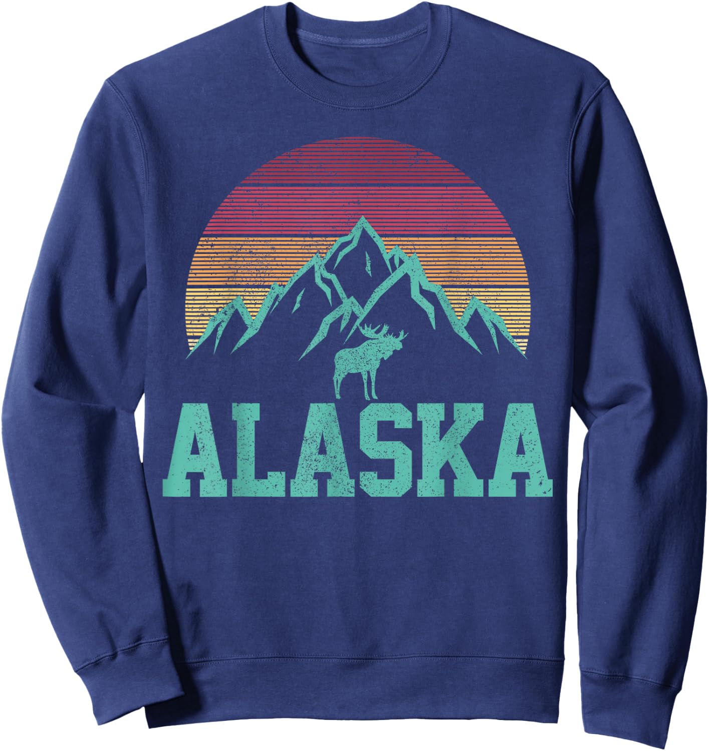 Alaska Vintage Moose Outdoor Nature Hiking Souvenir Gift Sweatshirt - Sweatshirt | Navy