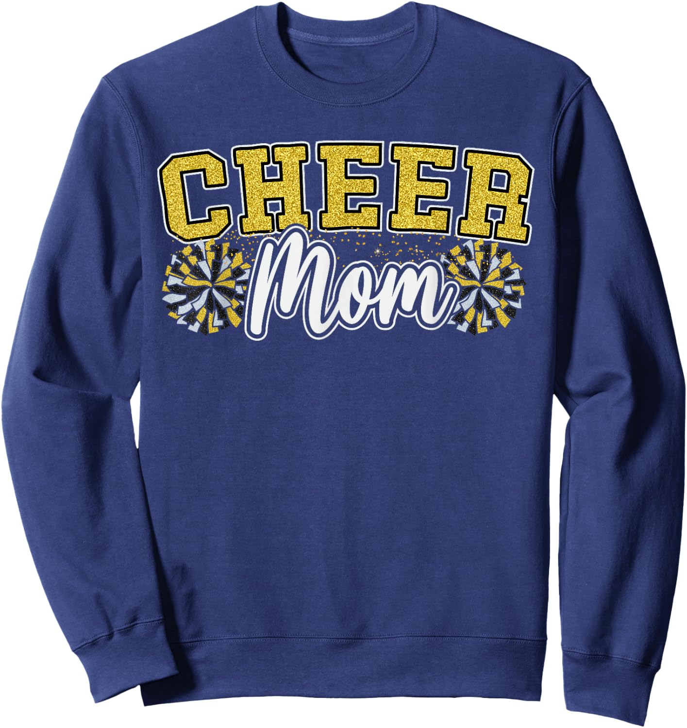 Funny Loud Proud Cheer Mom Mama Cheerleading Yellow Pom Poms Sweatshirt - Sweatshirt | Navy