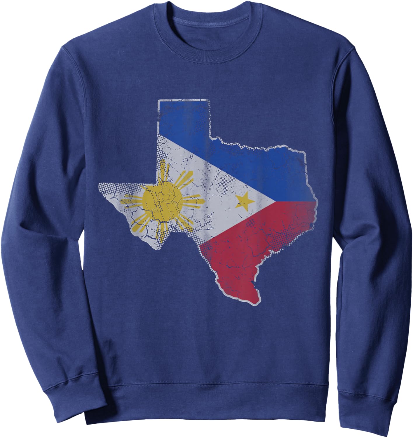 Texas Filipino American Flag Map Philippines Family Men Kids Sweatshirt - Sweatshirt | Navy