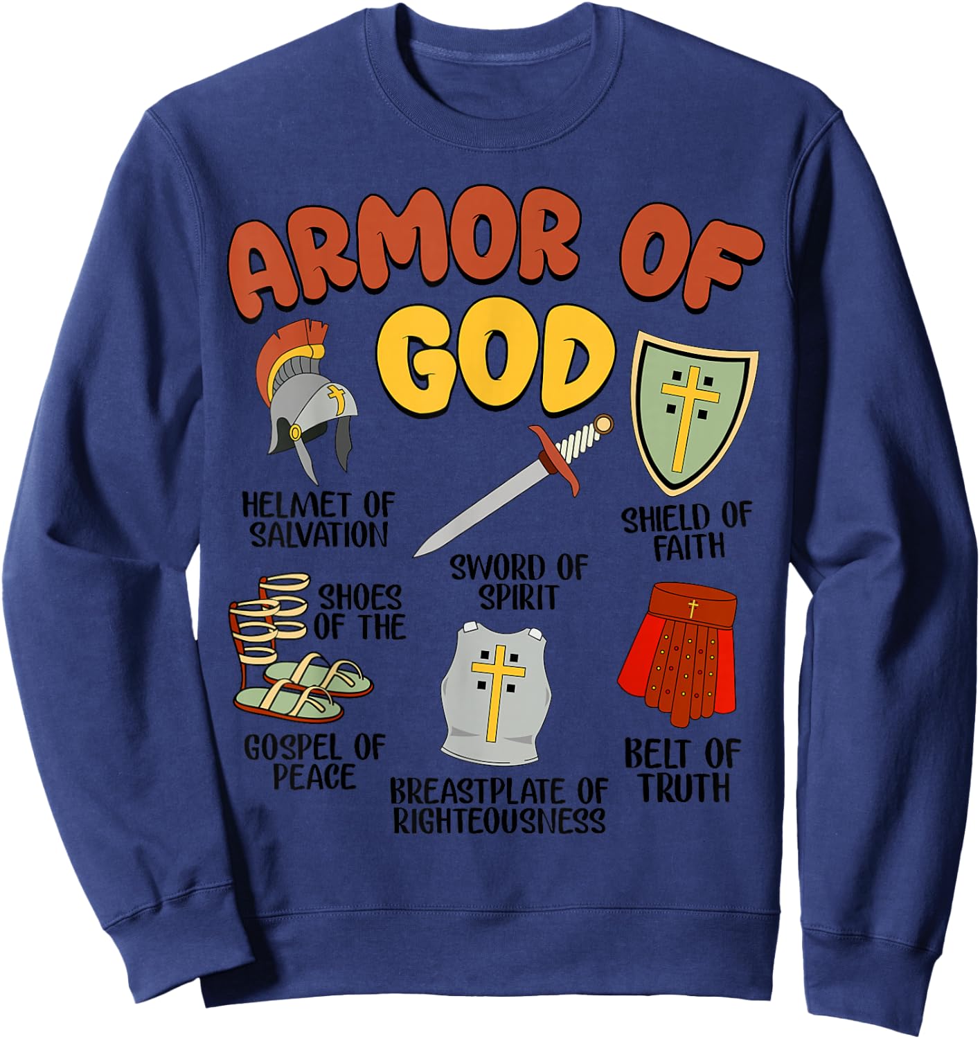 Christian Boys Armor of God Jesus Christ is King Sweatshirt - Sweatshirt | Navy