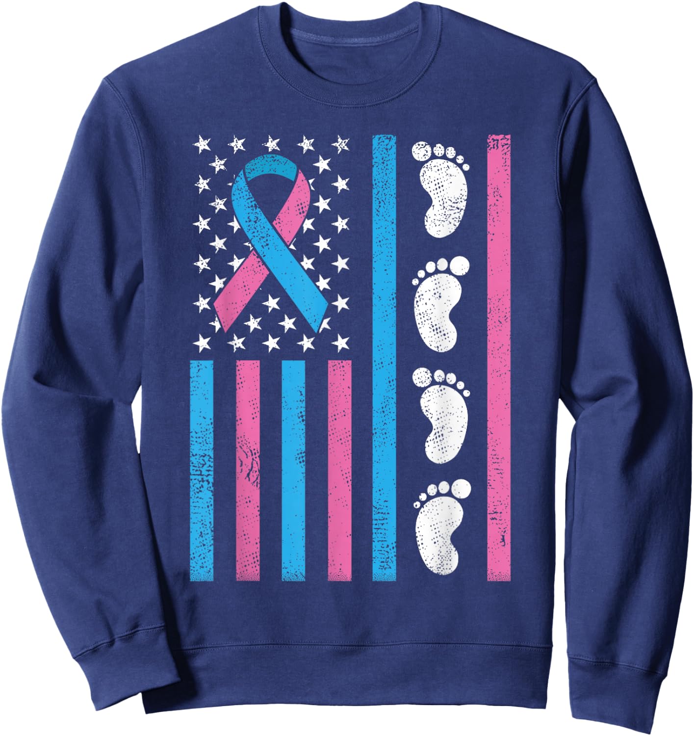 American Flag Pregnancy Infant Loss Awareness Miscarriage Sweatshirt - Sweatshirt | Navy