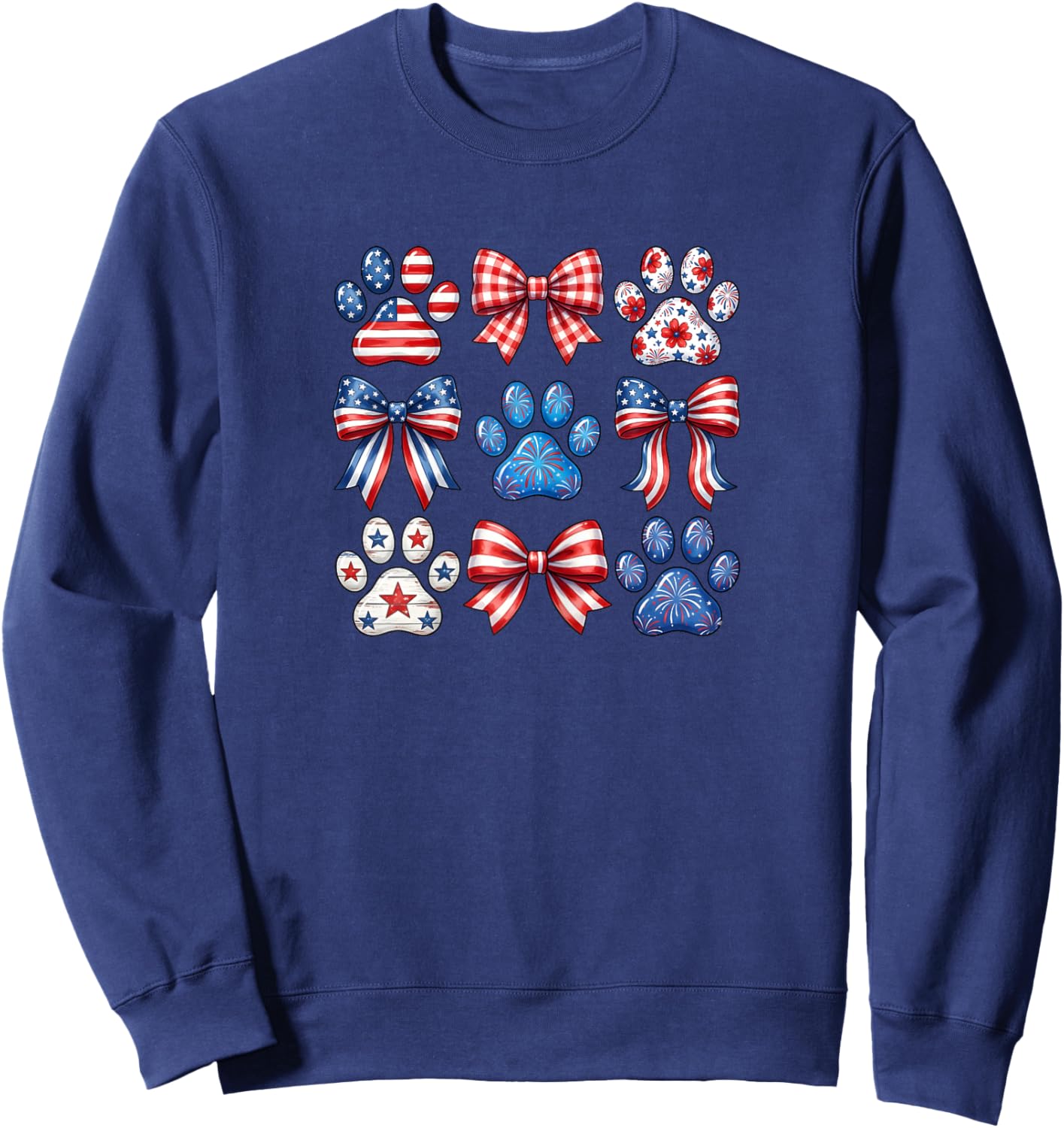 Patriotic Bows and Paw Prints Sweatshirt - Sweatshirt | Navy