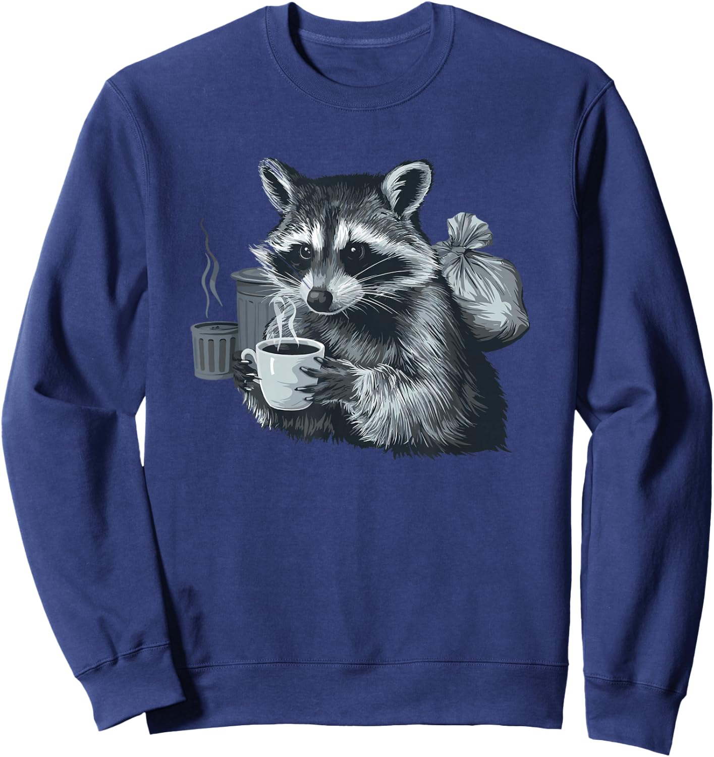 Raccoon Drinking Coffee Trash Panda Raccoons Sweatshirt - Sweatshirt | Navy
