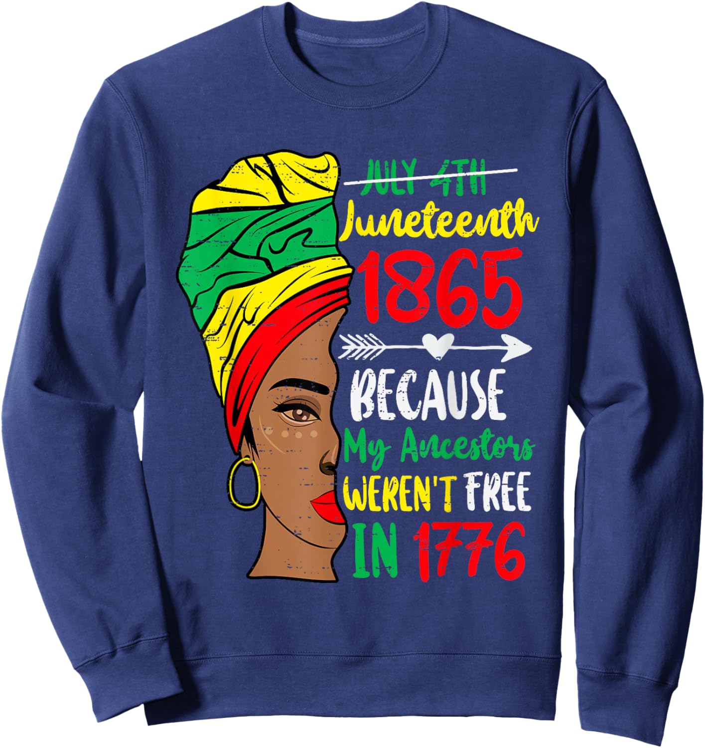 Black Women Juneteenth Because My Ancestor Weren't Free 1776 Sweatshirt - Sweatshirt | Navy